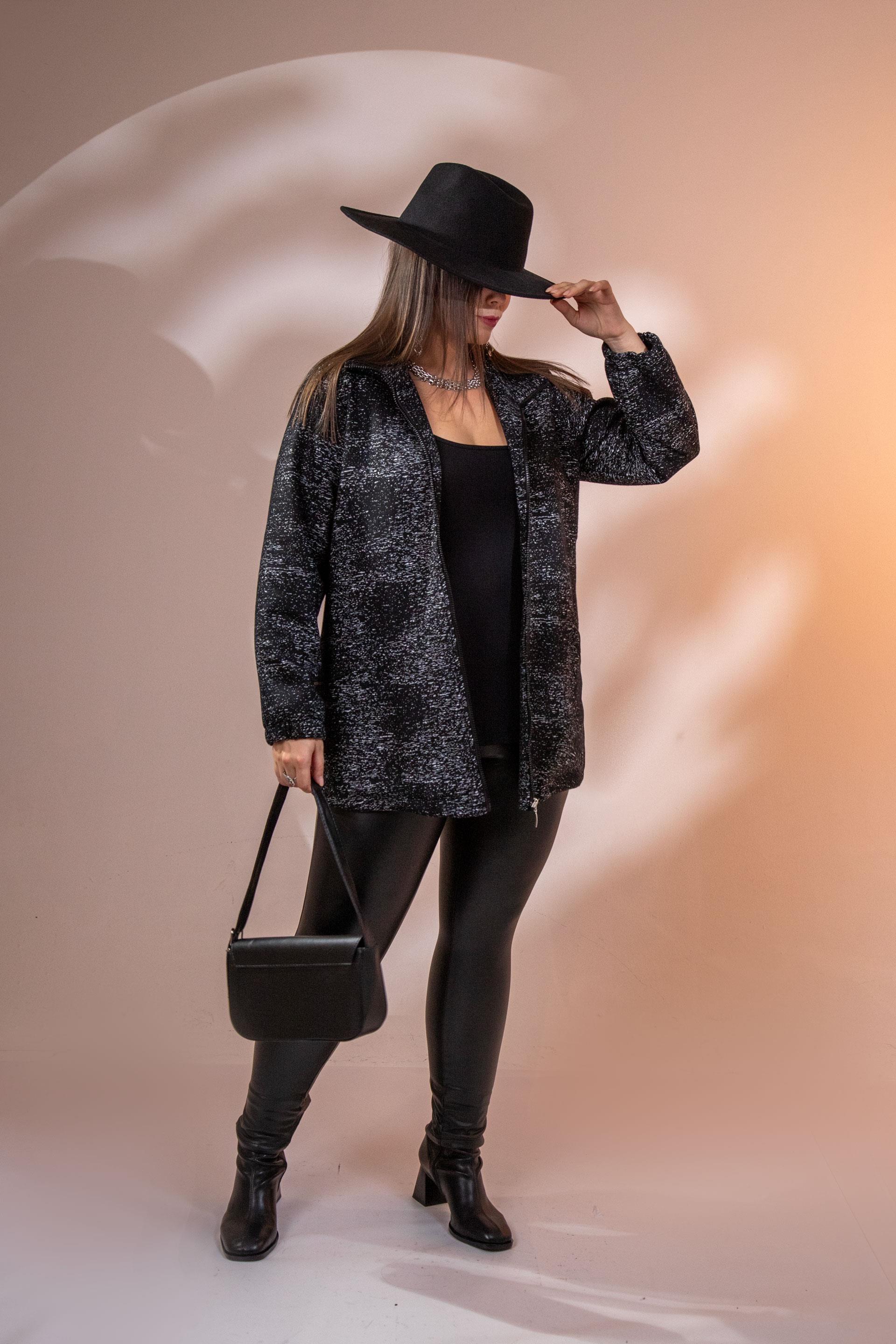 Büyük Beden 1212095 Fermuarlı Ceket  Siyah