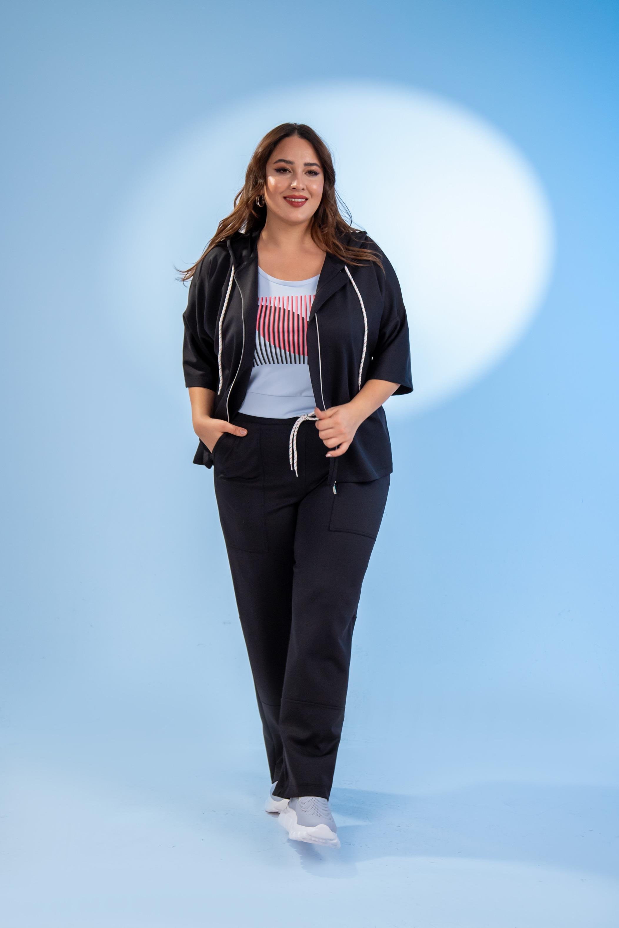 Büyük Beden 122142 Fermuarlı Eşofman Takım Siyah