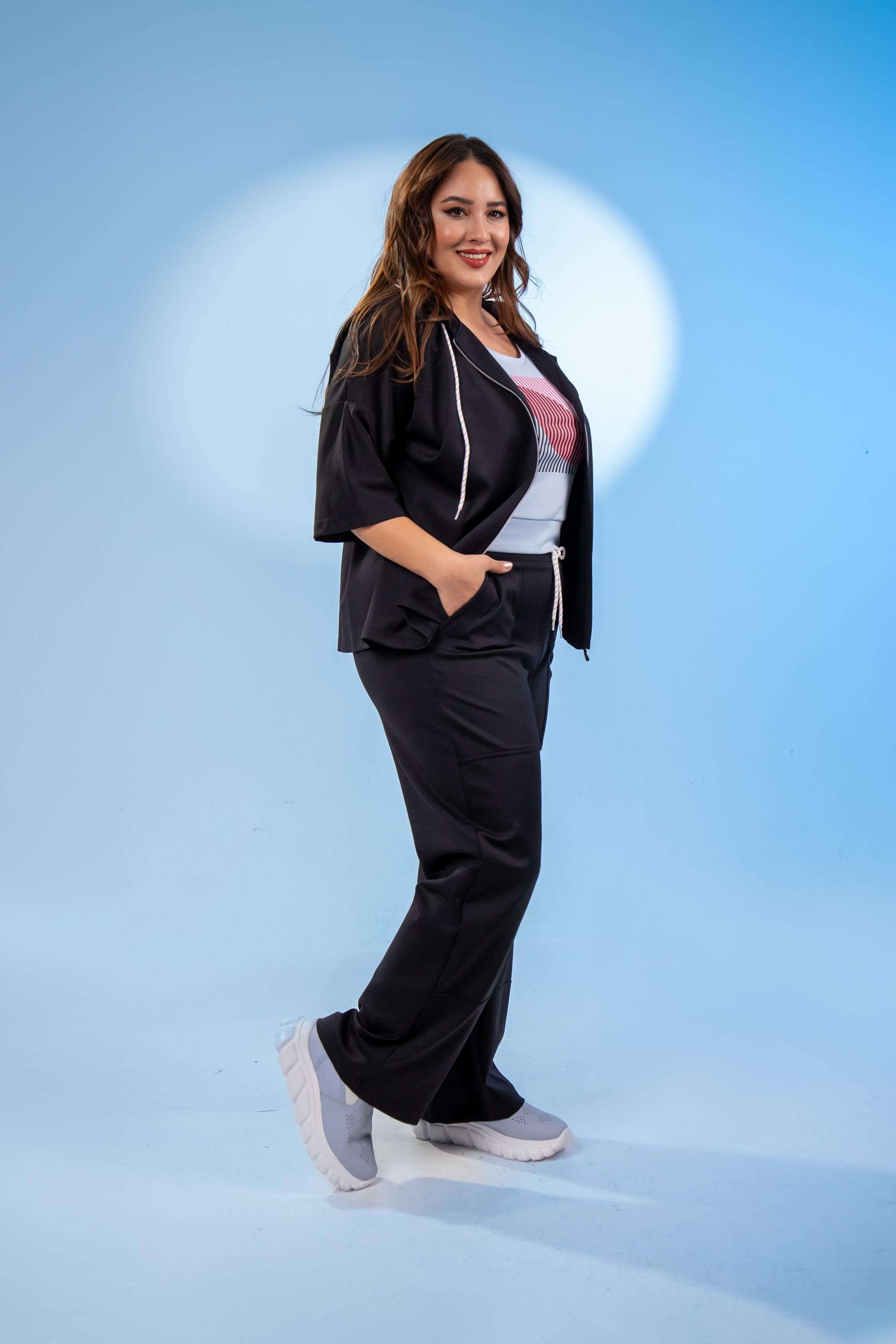 Büyük Beden 122142 Fermuarlı Eşofman Takım Siyah