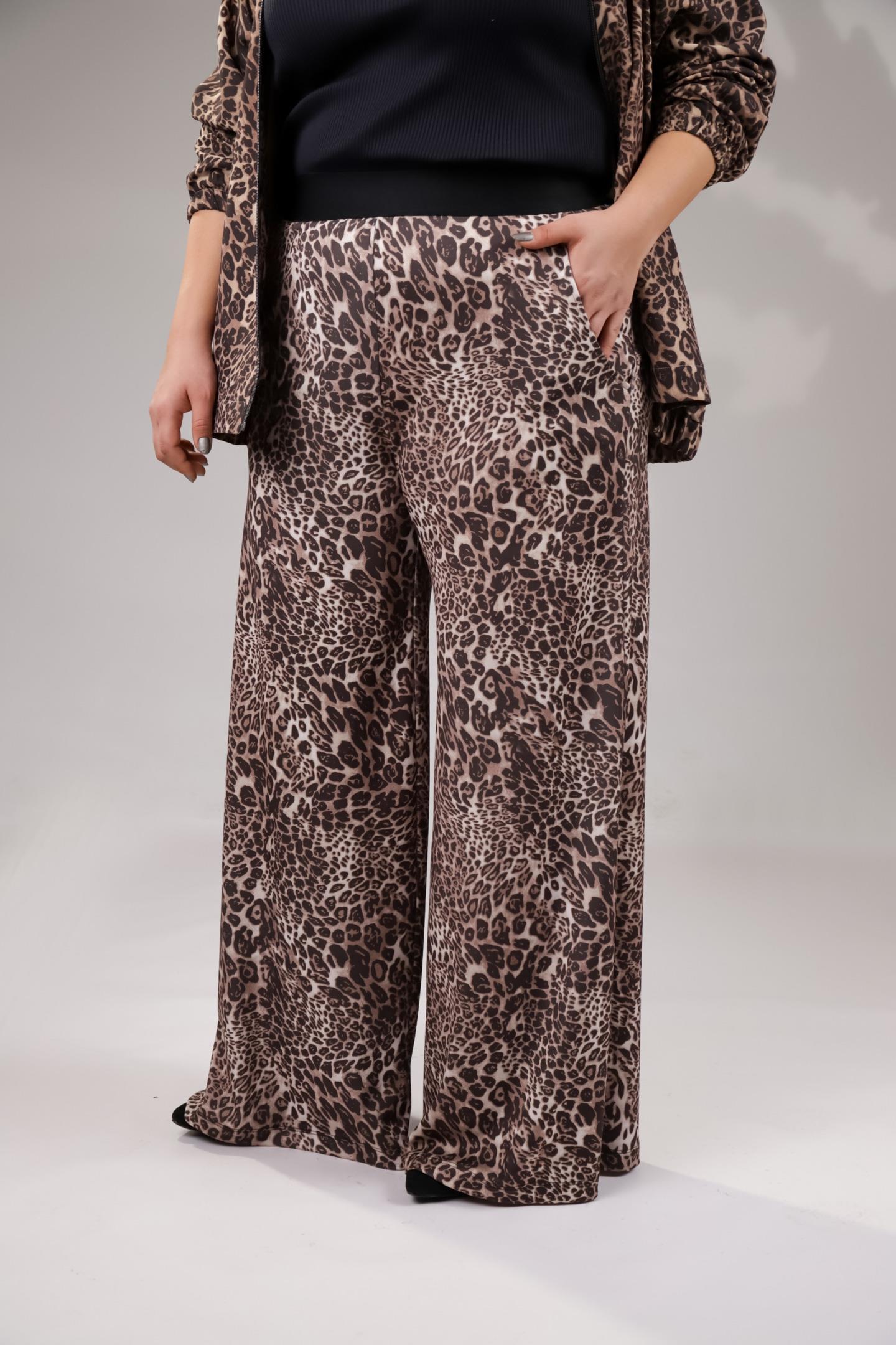 Büyük Beden 122145 Leoparlı Alt Eşofman  Kahverengı