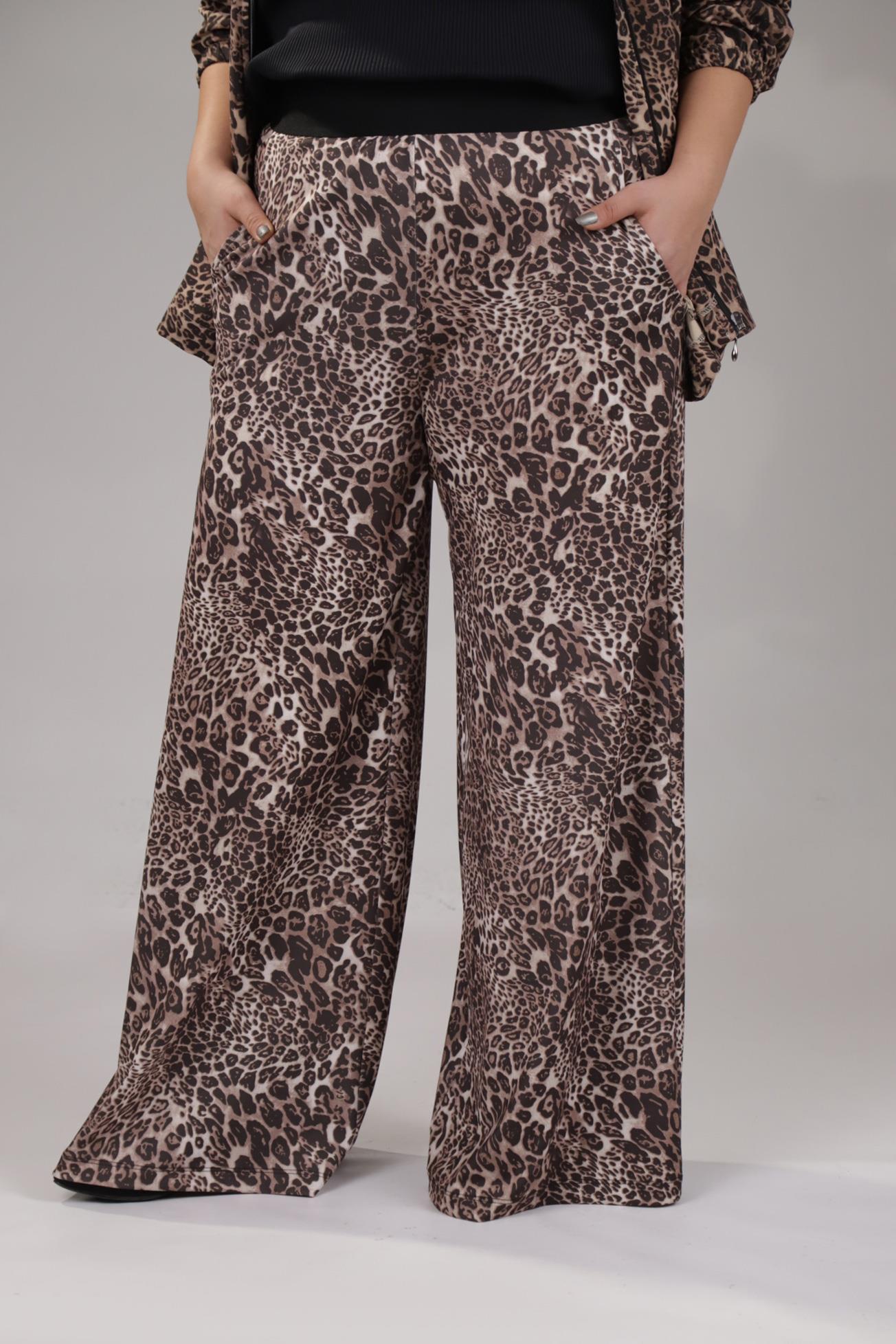 Büyük Beden 122145 Leoparlı Alt Eşofman  Kahverengı