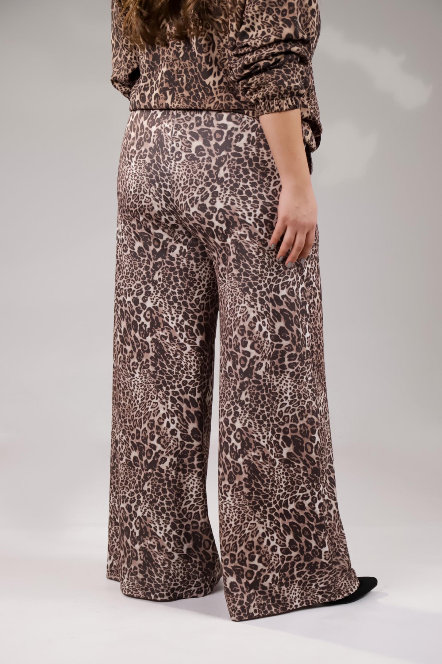 Büyük Beden 122145 Leoparlı Alt Eşofman  Kahverengı