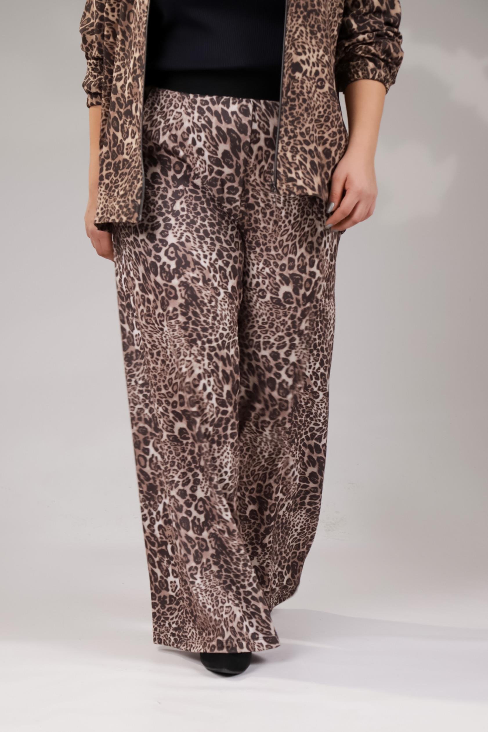 Büyük Beden 122145 Leoparlı Alt Eşofman  Kahverengı