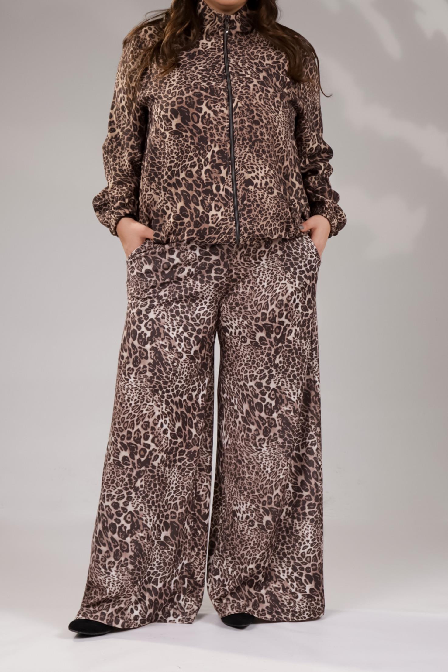 Büyük Beden 122145 Leoparlı Alt Eşofman  Kahverengı