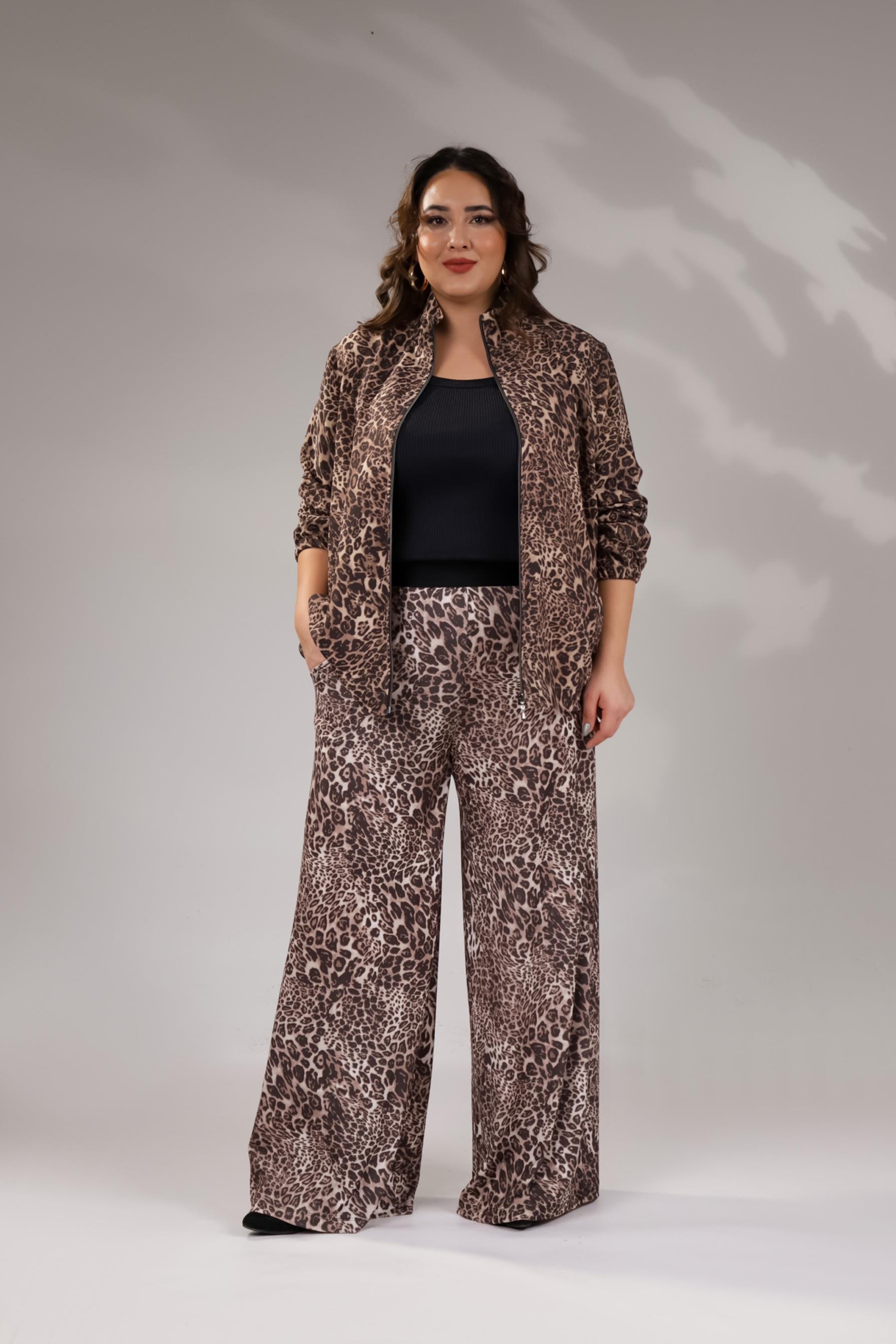 Büyük Beden 122145 Leoparlı Alt Eşofman  Kahverengı