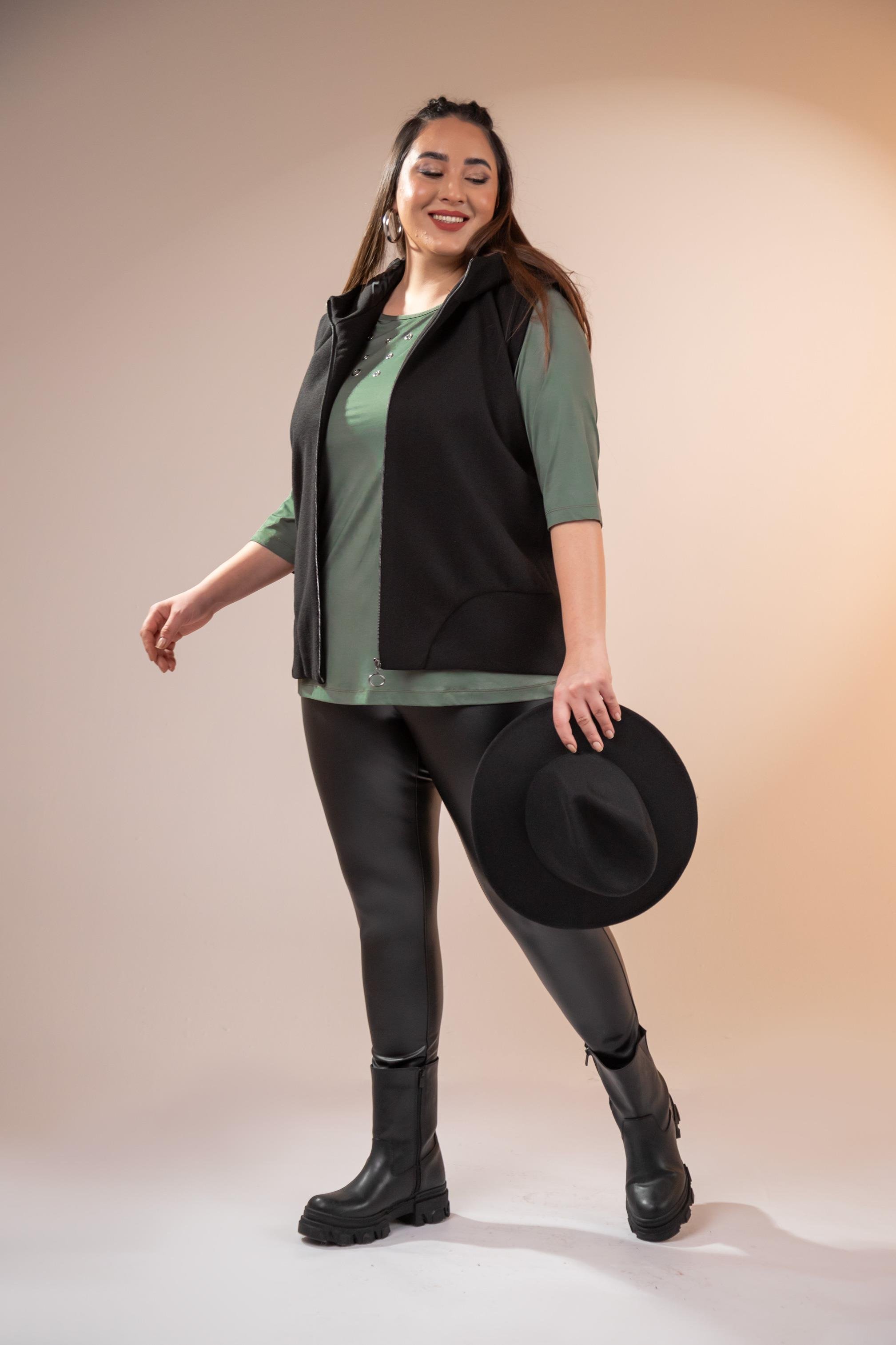 Büyük Beden 122153 Kaşe Yelek  Siyah