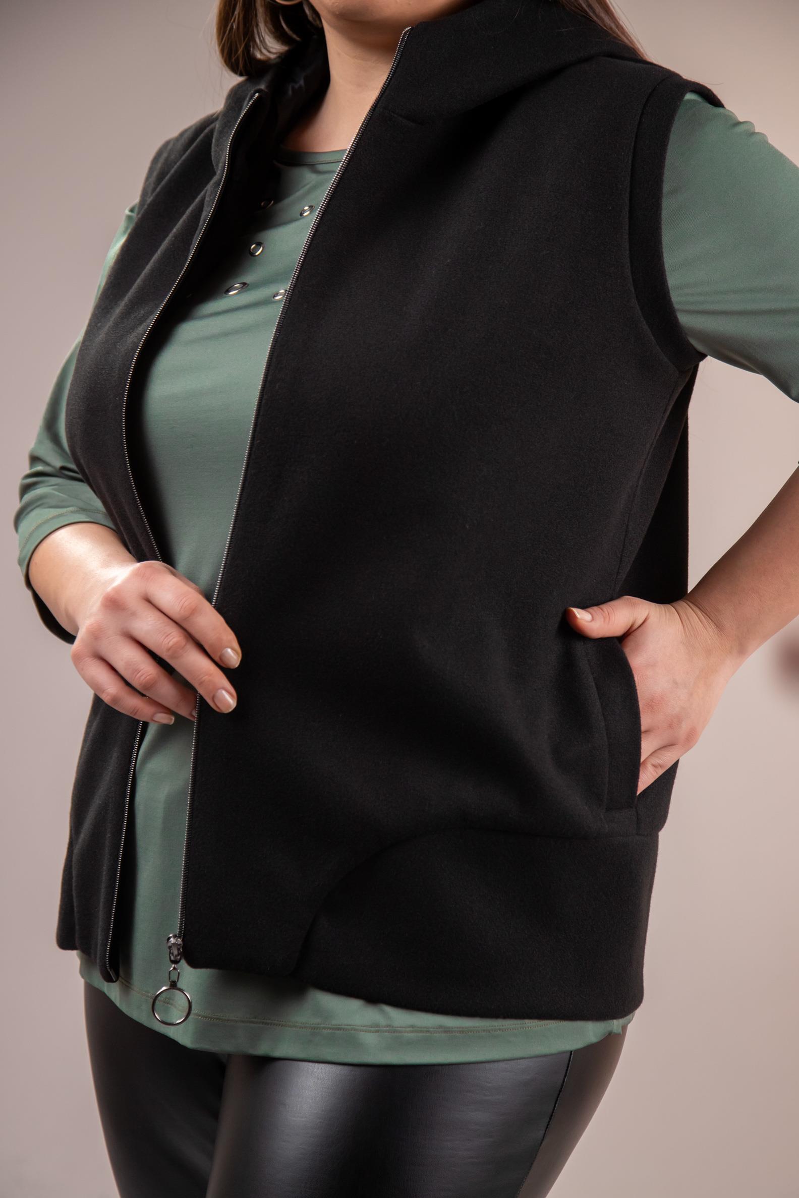 Büyük Beden 122153 Kaşe Yelek  Siyah