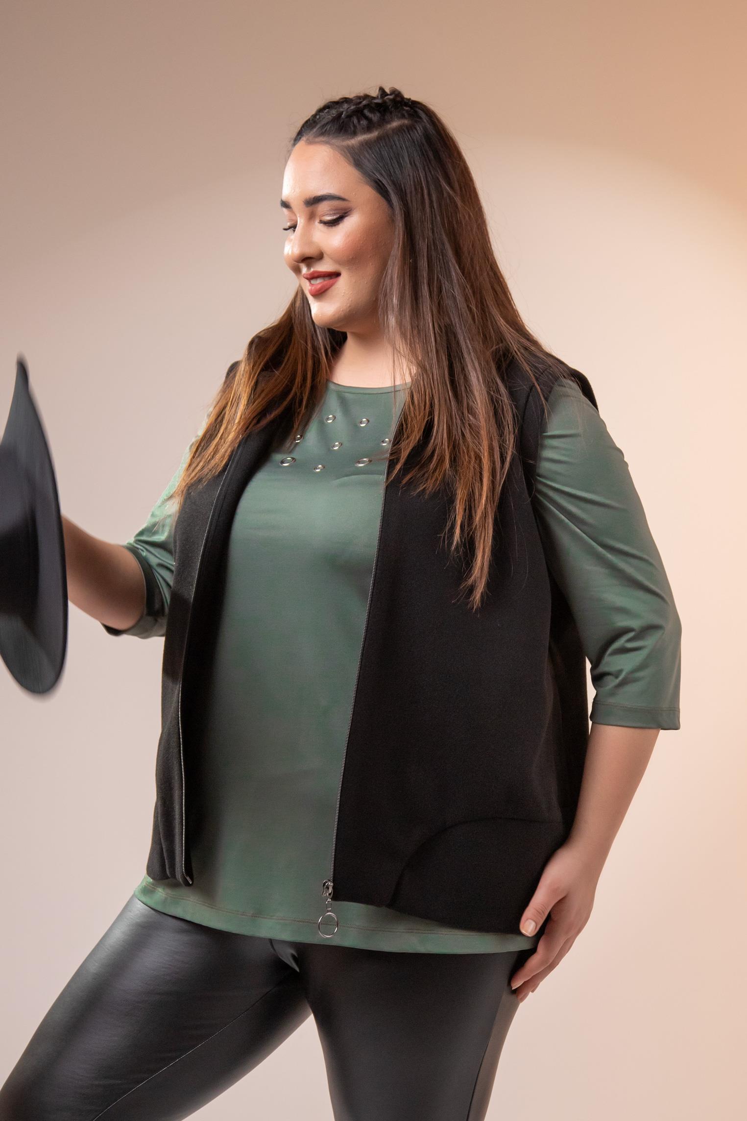 Büyük Beden 122153 Kaşe Yelek  Siyah