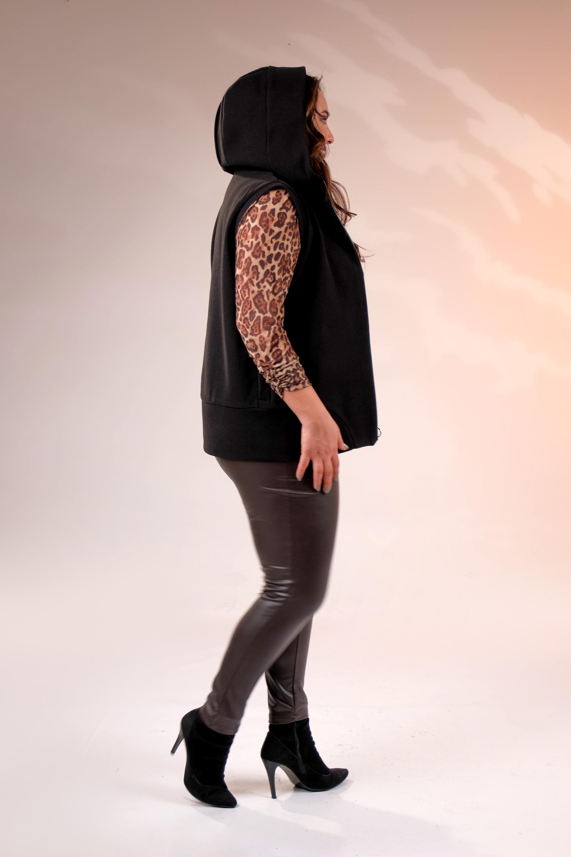 Büyük Beden 122153 Kaşe Yelek  Siyah