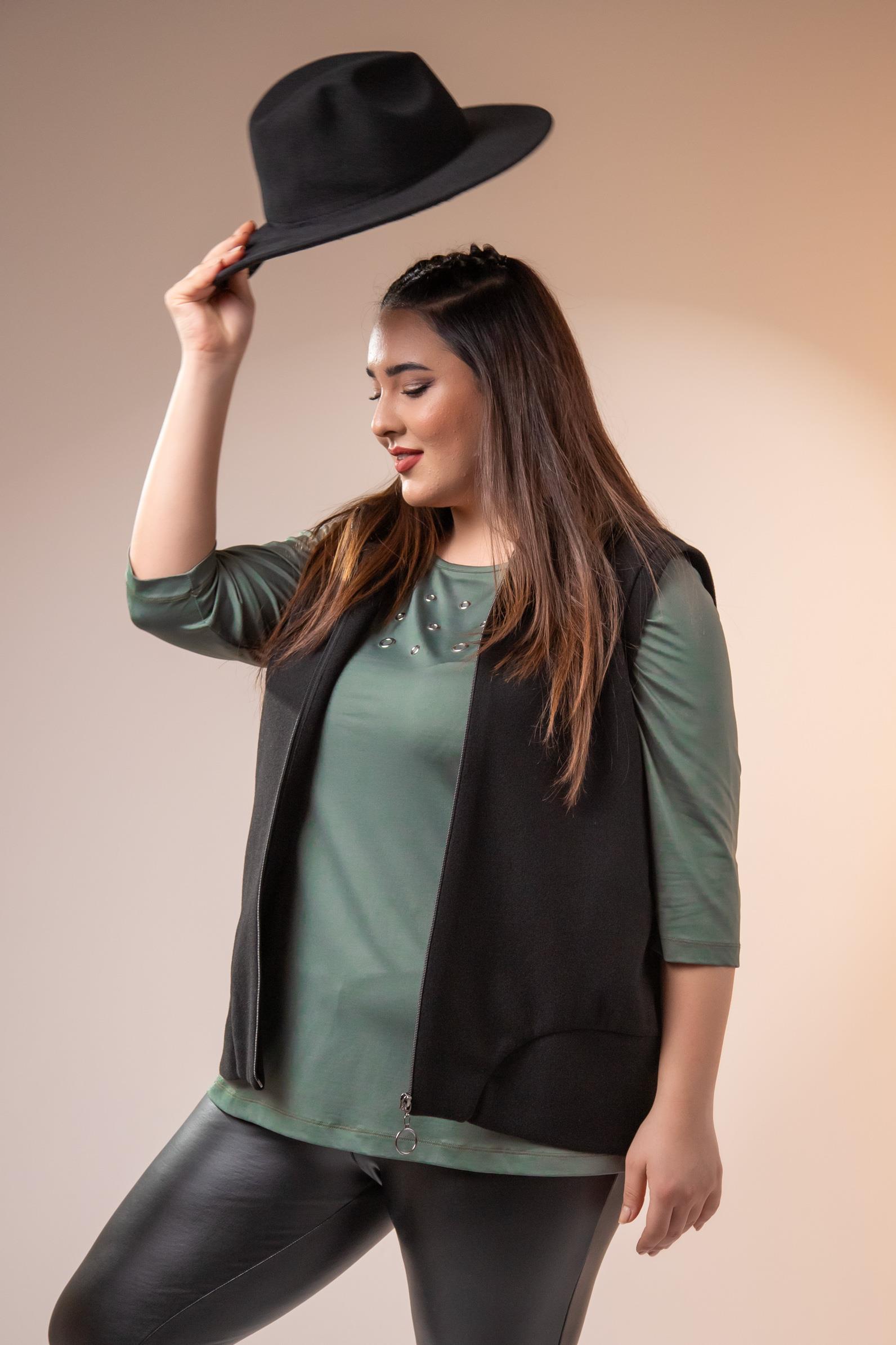 Büyük Beden 122153 Kaşe Yelek  Siyah