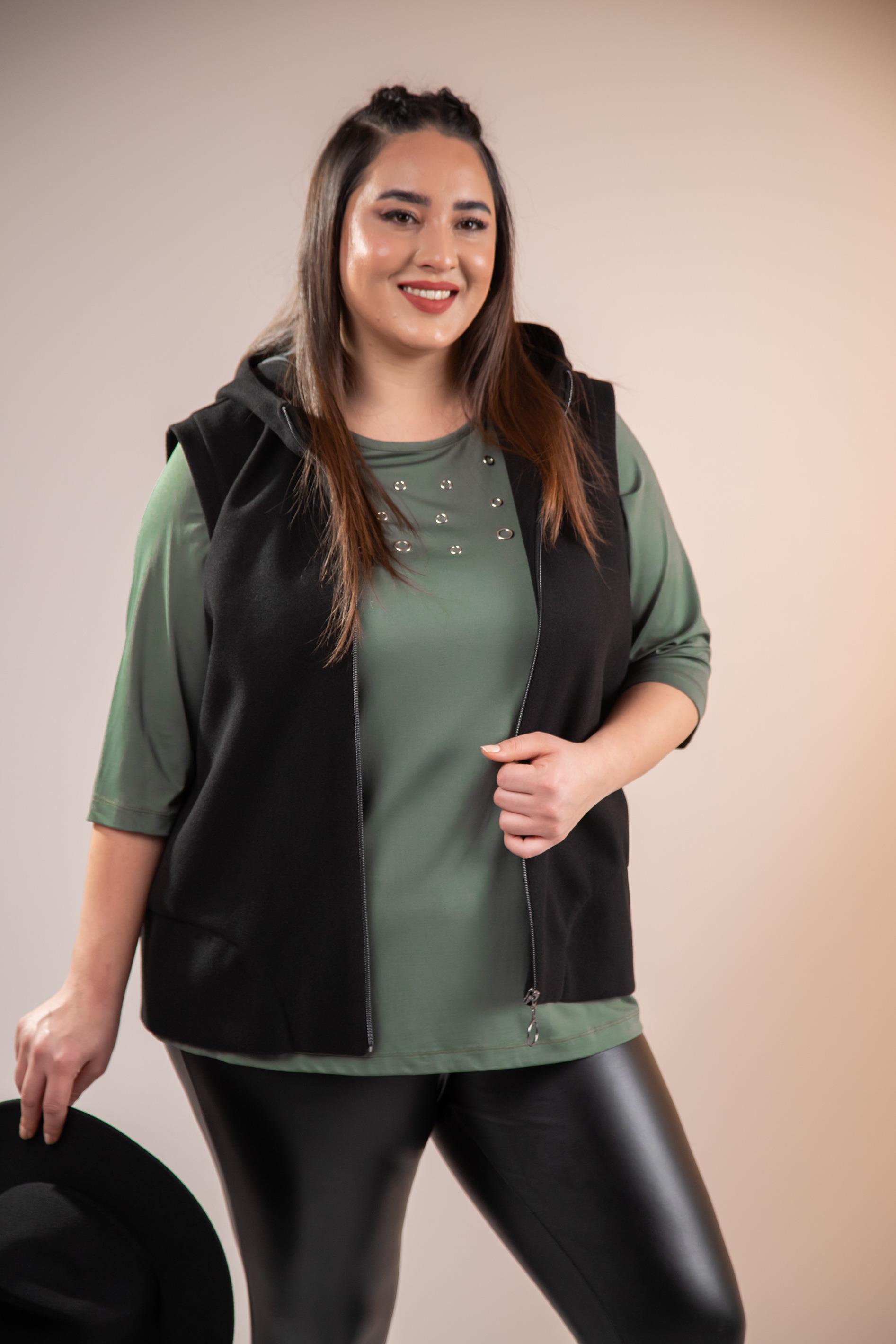 Büyük Beden 122153 Kaşe Yelek  Siyah