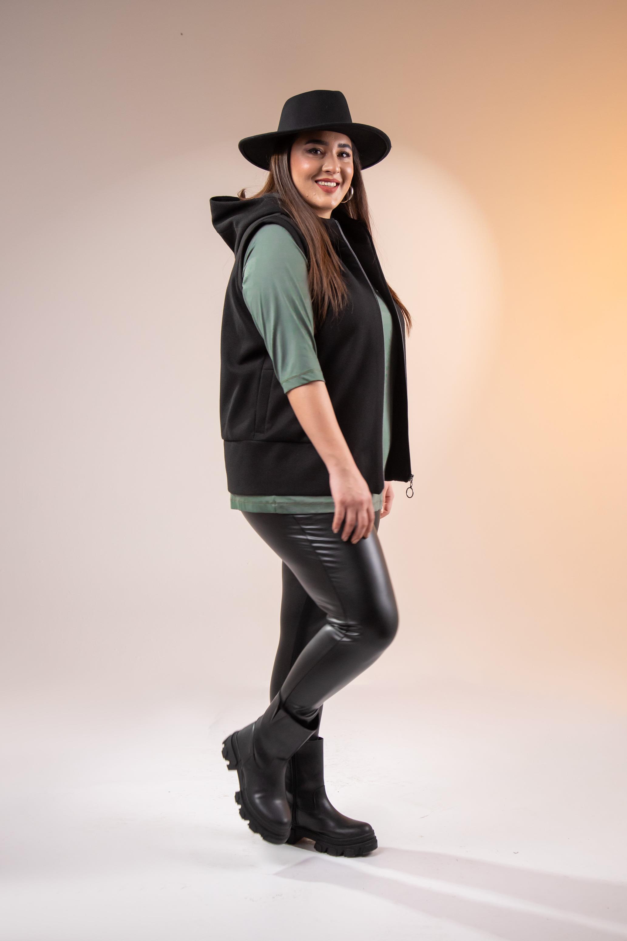 Büyük Beden 122153 Kaşe Yelek  Siyah