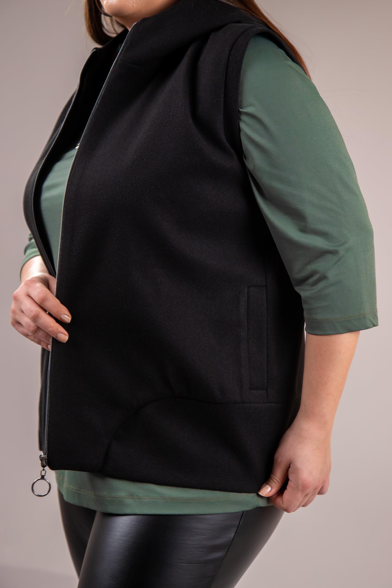 Büyük Beden 122153 Kaşe Yelek  Siyah