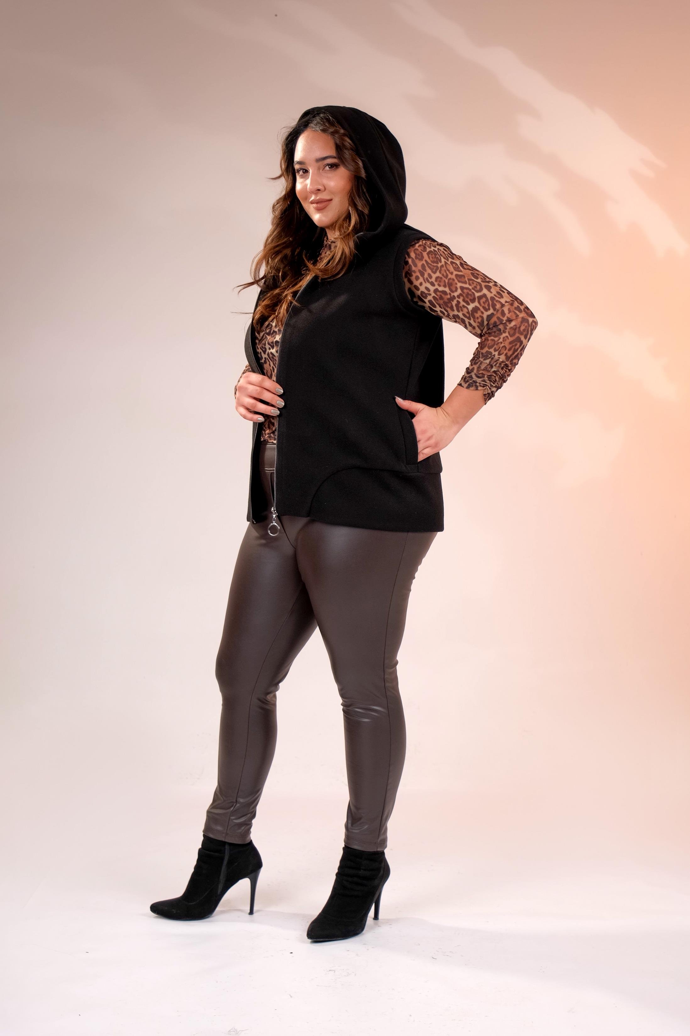 Büyük Beden 122153 Kaşe Yelek  Siyah