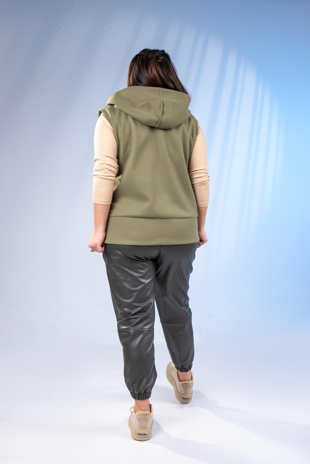 Büyük Beden 122153 Kaşe Yelek  Yeşil