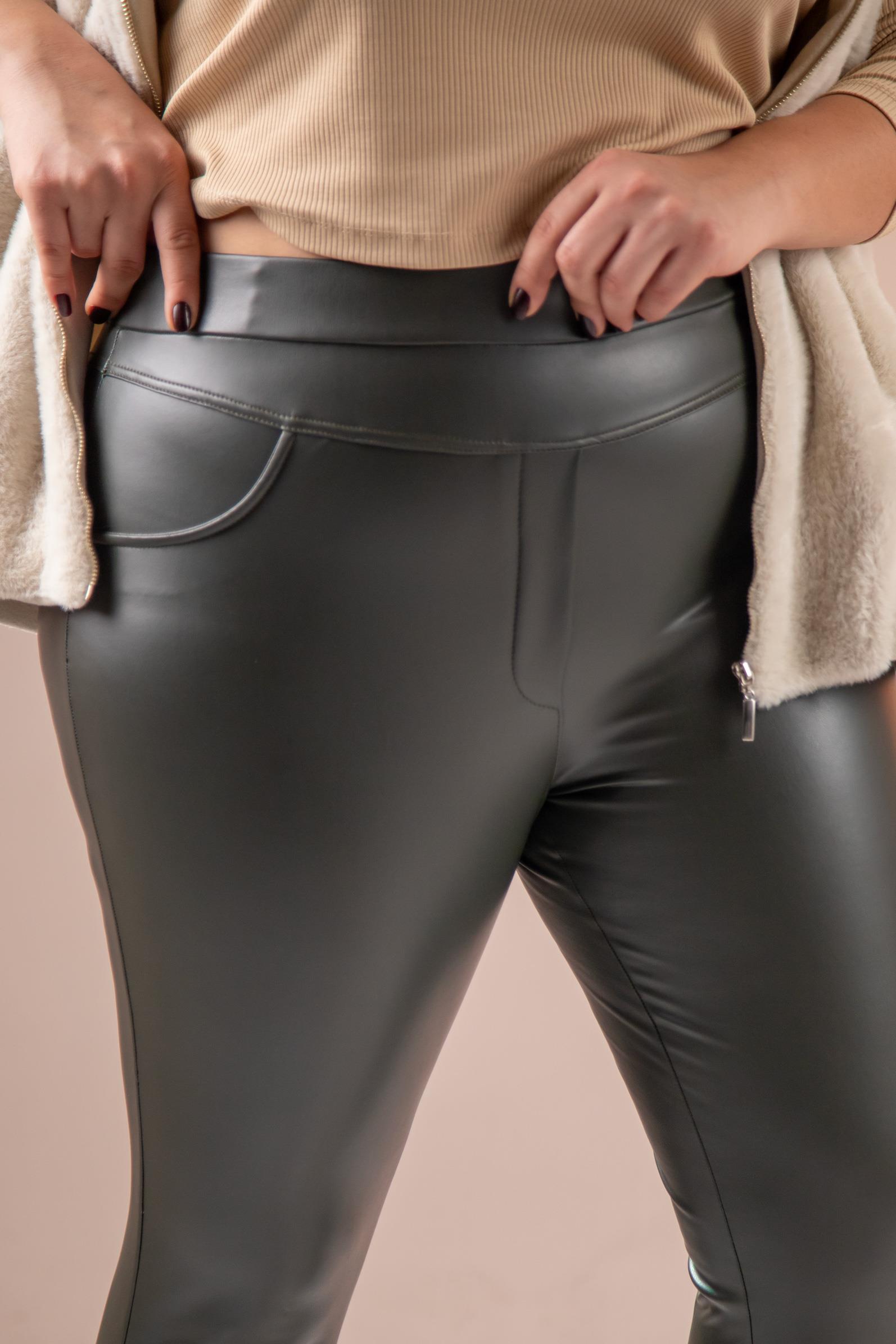 Büyük Beden 122155 Deri Tayt  Hakı