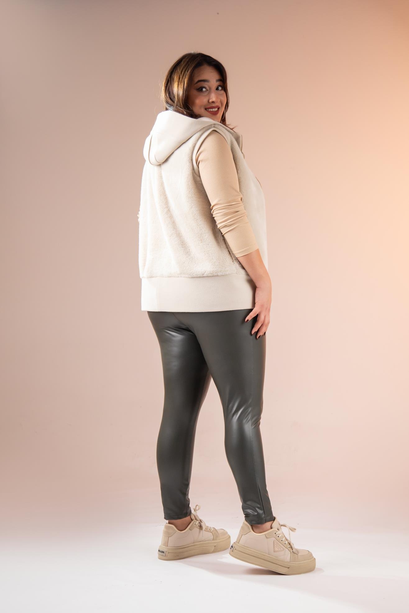 Büyük Beden 122155 Deri Tayt  Hakı