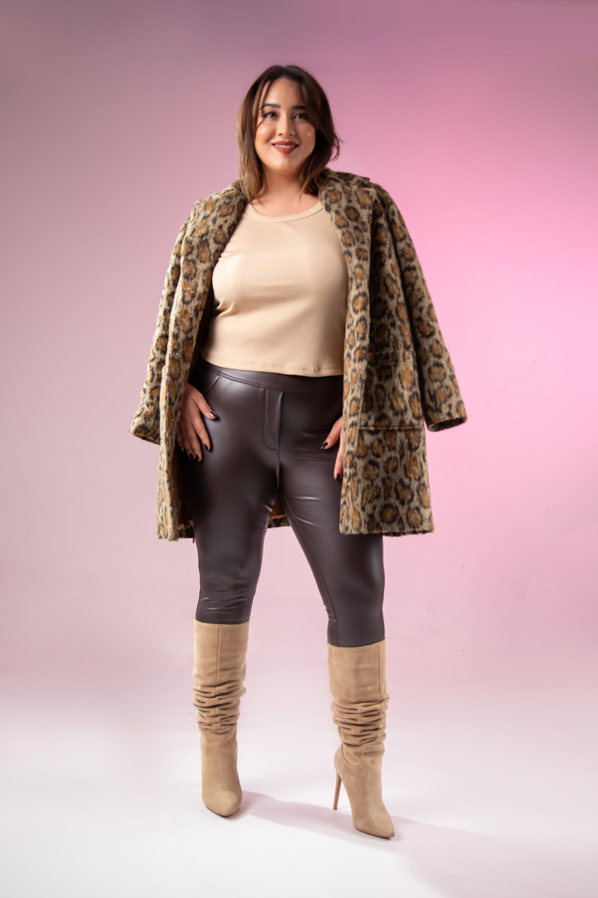 Büyük Beden 122155 Deri Tayt  Kahverengı