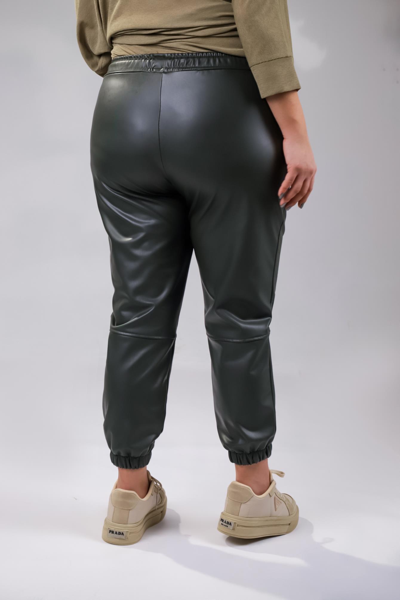 Büyük Beden 122160 Deri Pantolon  Hakı