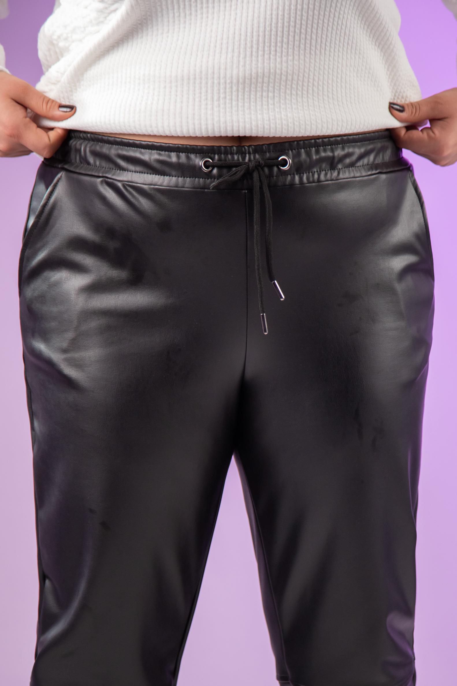 Büyük Beden 122160 Deri Pantolon  Siyah