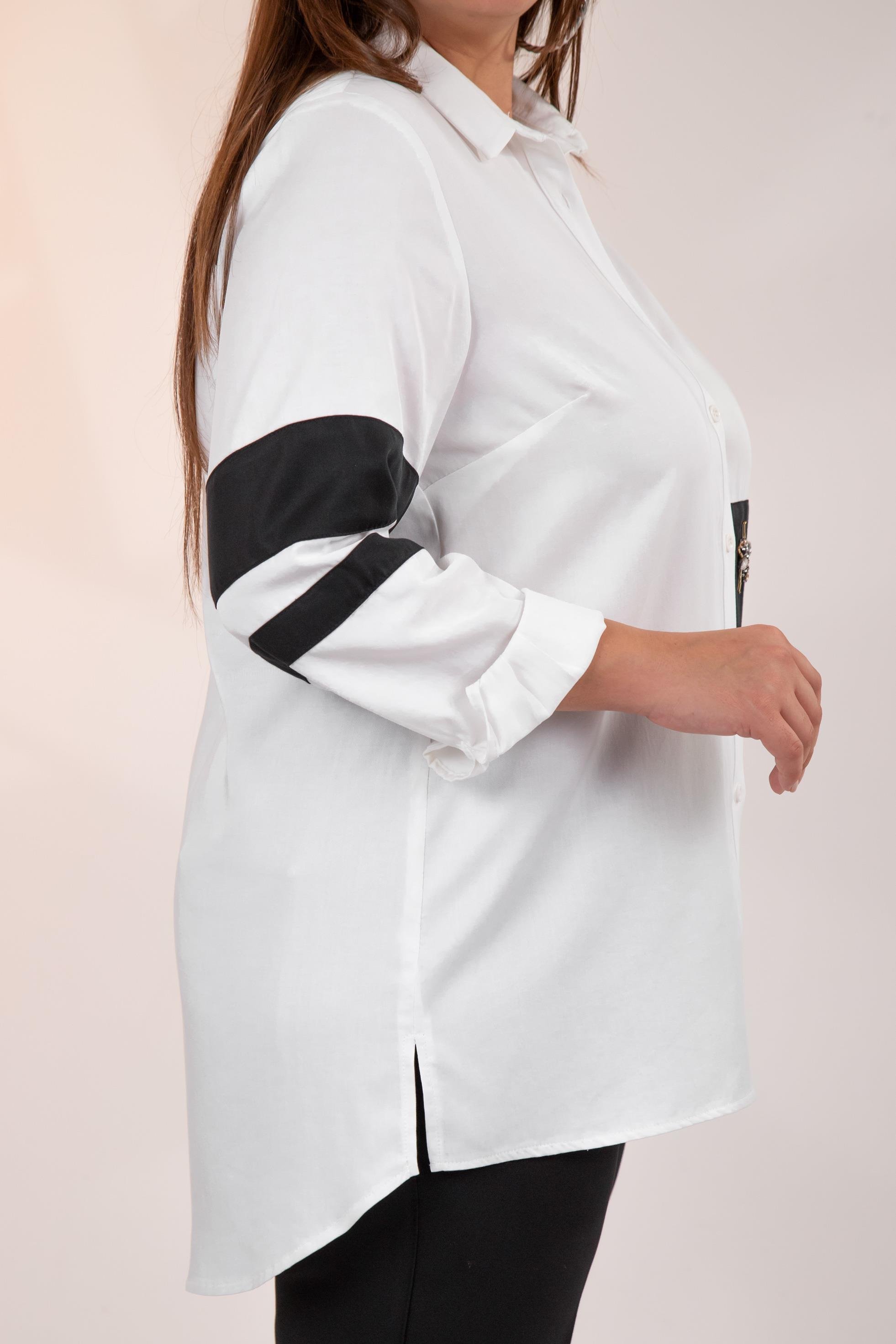 Büyük Beden 1221862 Garnili Gömlek Beyaz