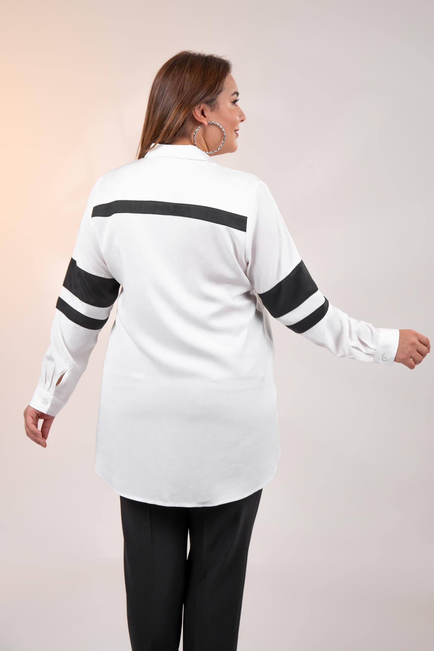 Büyük Beden 1221862 Garnili Gömlek Beyaz