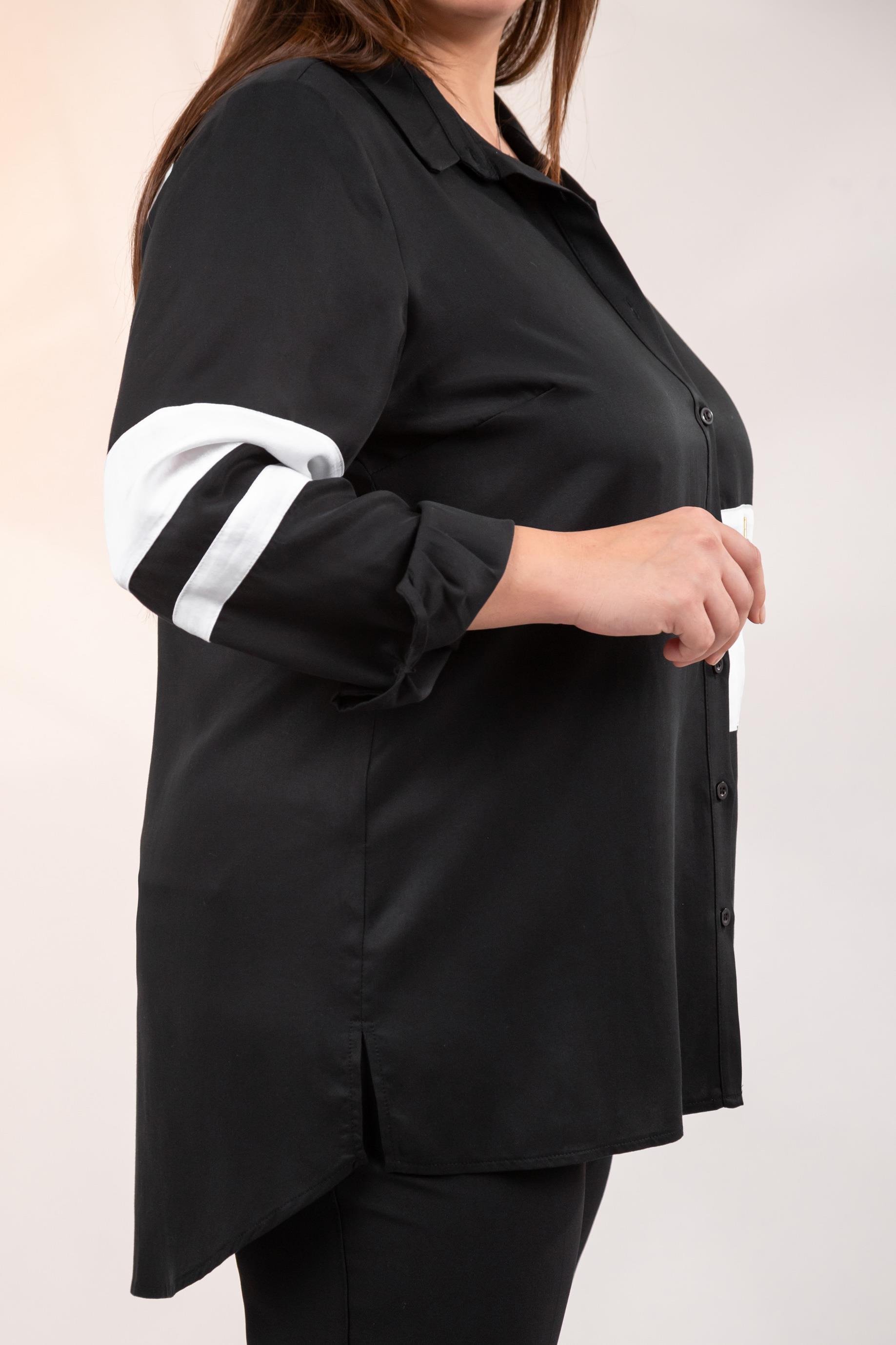 Büyük Beden 1221862 Garnili Gömlek Siyah