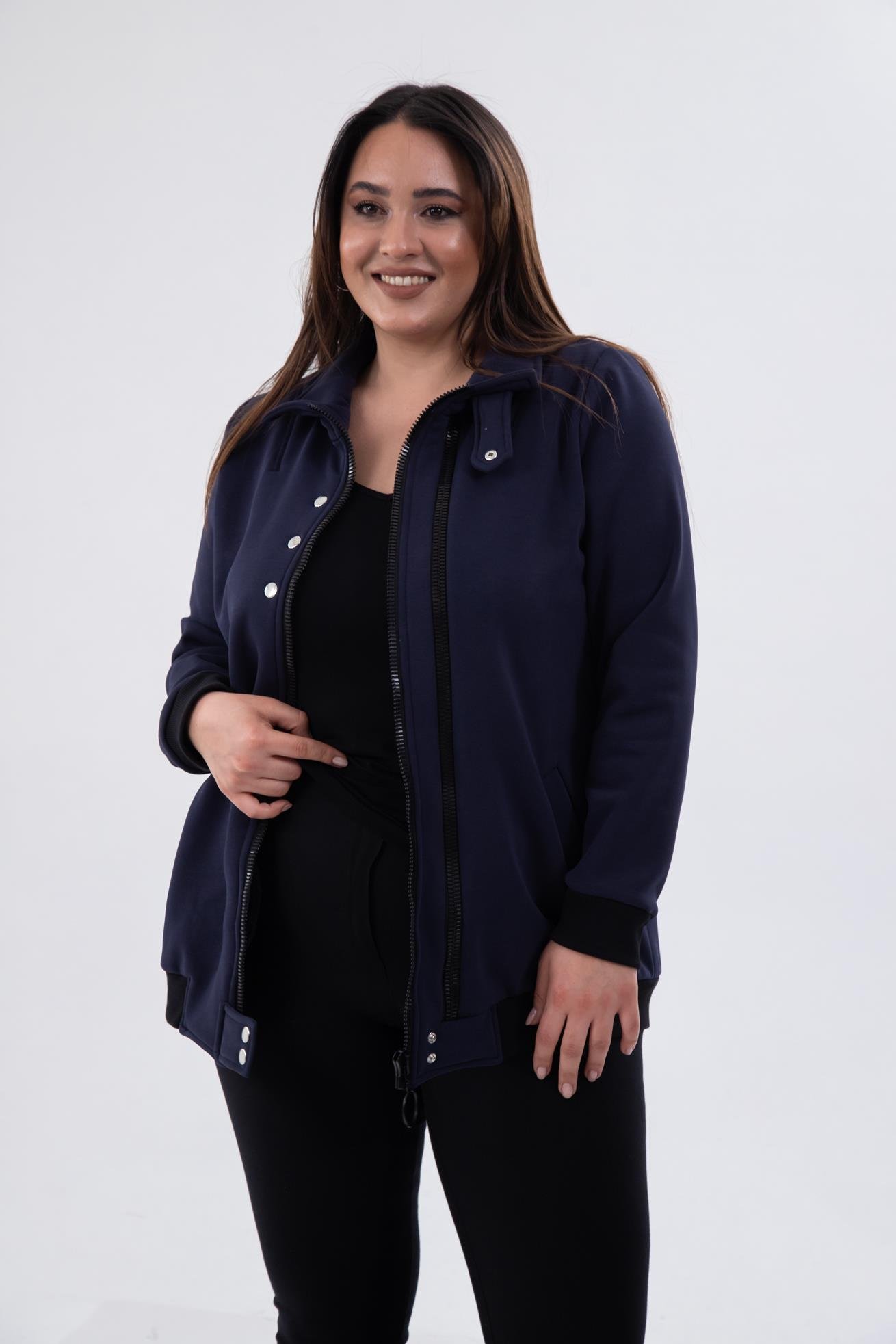 Büyük Beden 122195 Fermuar Detaylı Sweat Antrasit