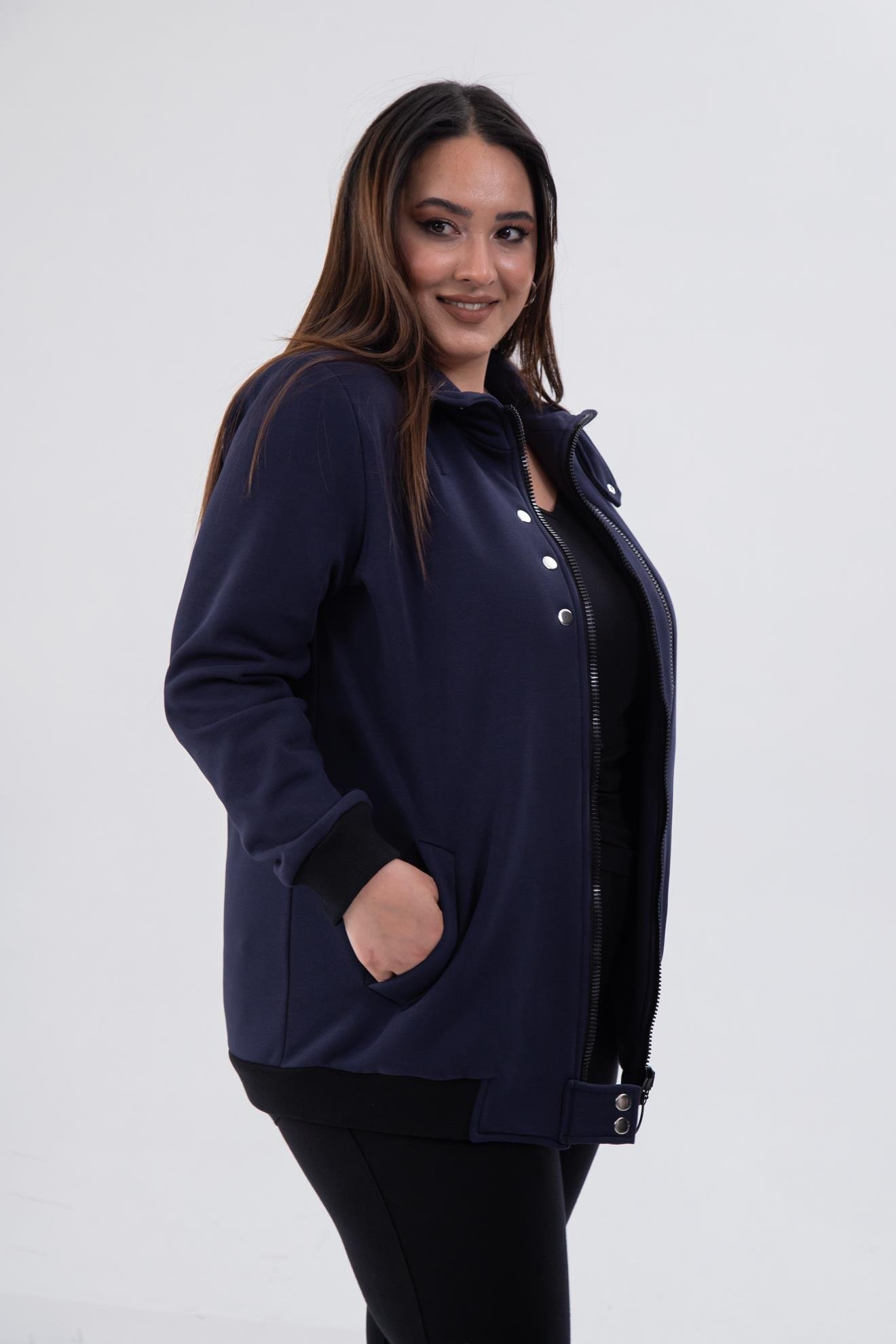 Büyük Beden 122195 Fermuar Detaylı Sweat Antrasit