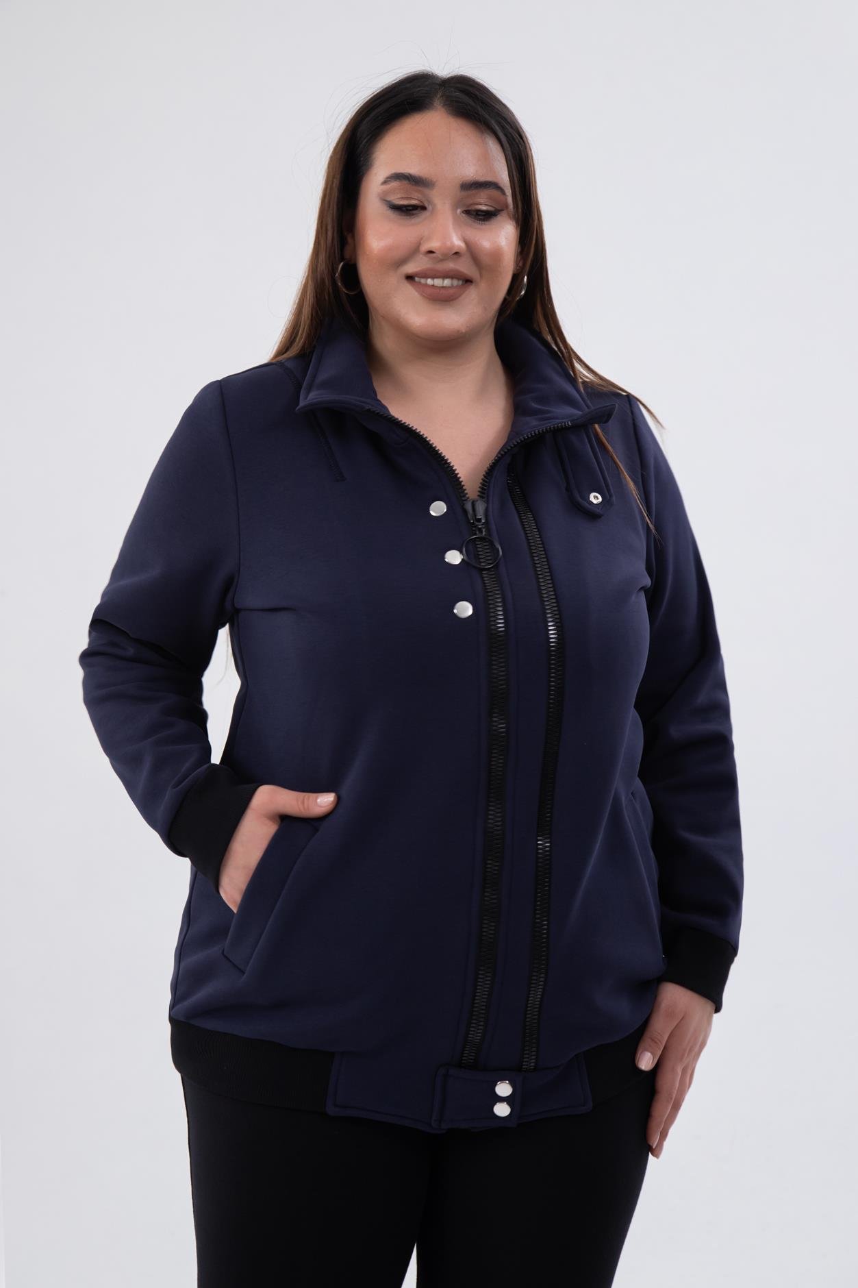 Büyük Beden 122195 Fermuar Detaylı Sweat Antrasit