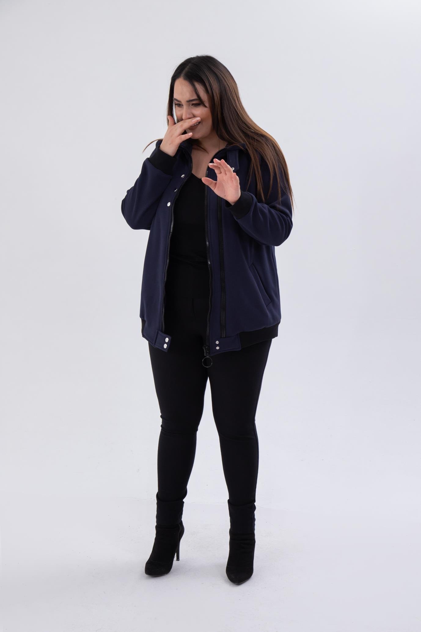 Büyük Beden 122195 Fermuar Detaylı Sweat Antrasit