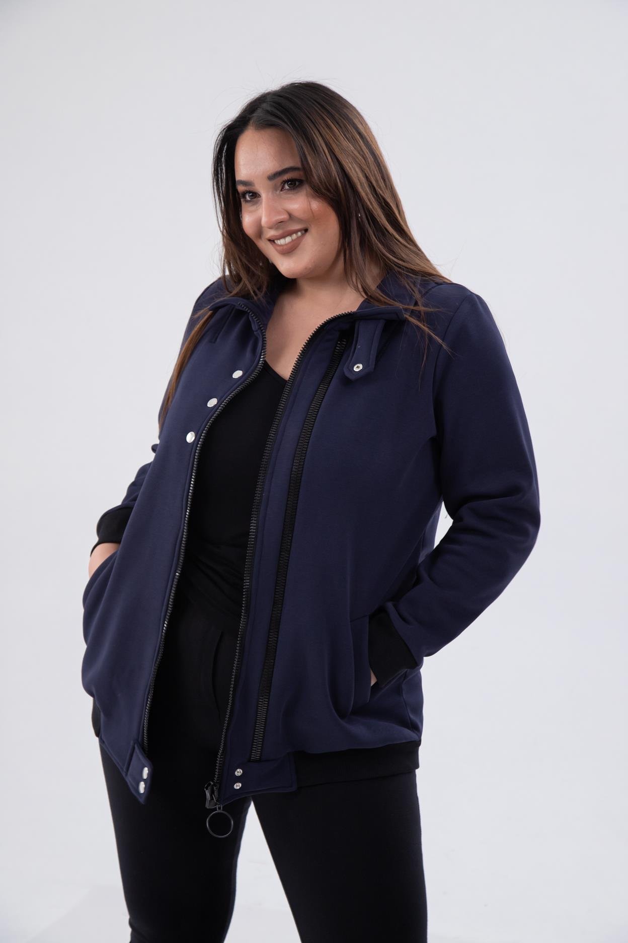 Büyük Beden 122195 Fermuar Detaylı Sweat Antrasit