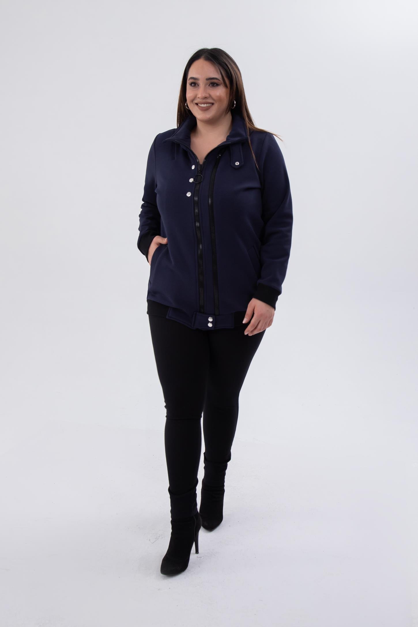 Büyük Beden 122195 Fermuar Detaylı Sweat Antrasit