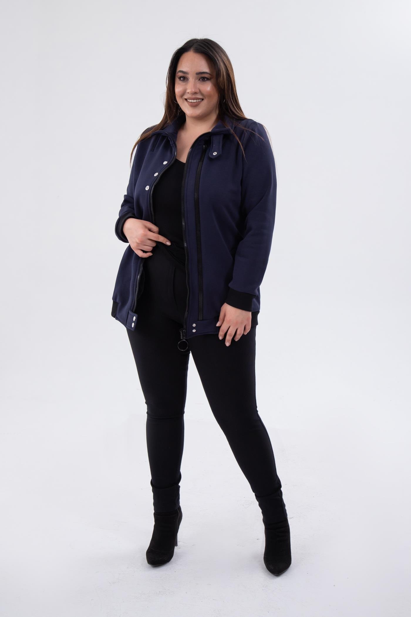 Büyük Beden 122195 Fermuar Detaylı Sweat Antrasit