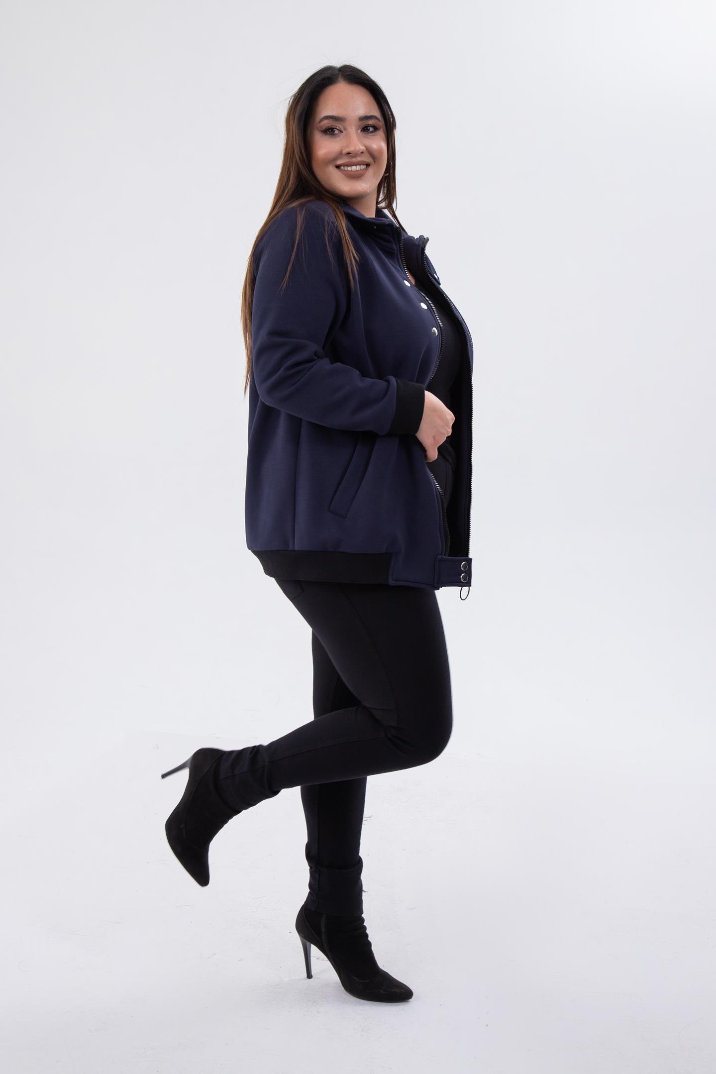 Büyük Beden 122195 Fermuar Detaylı Sweat Antrasit