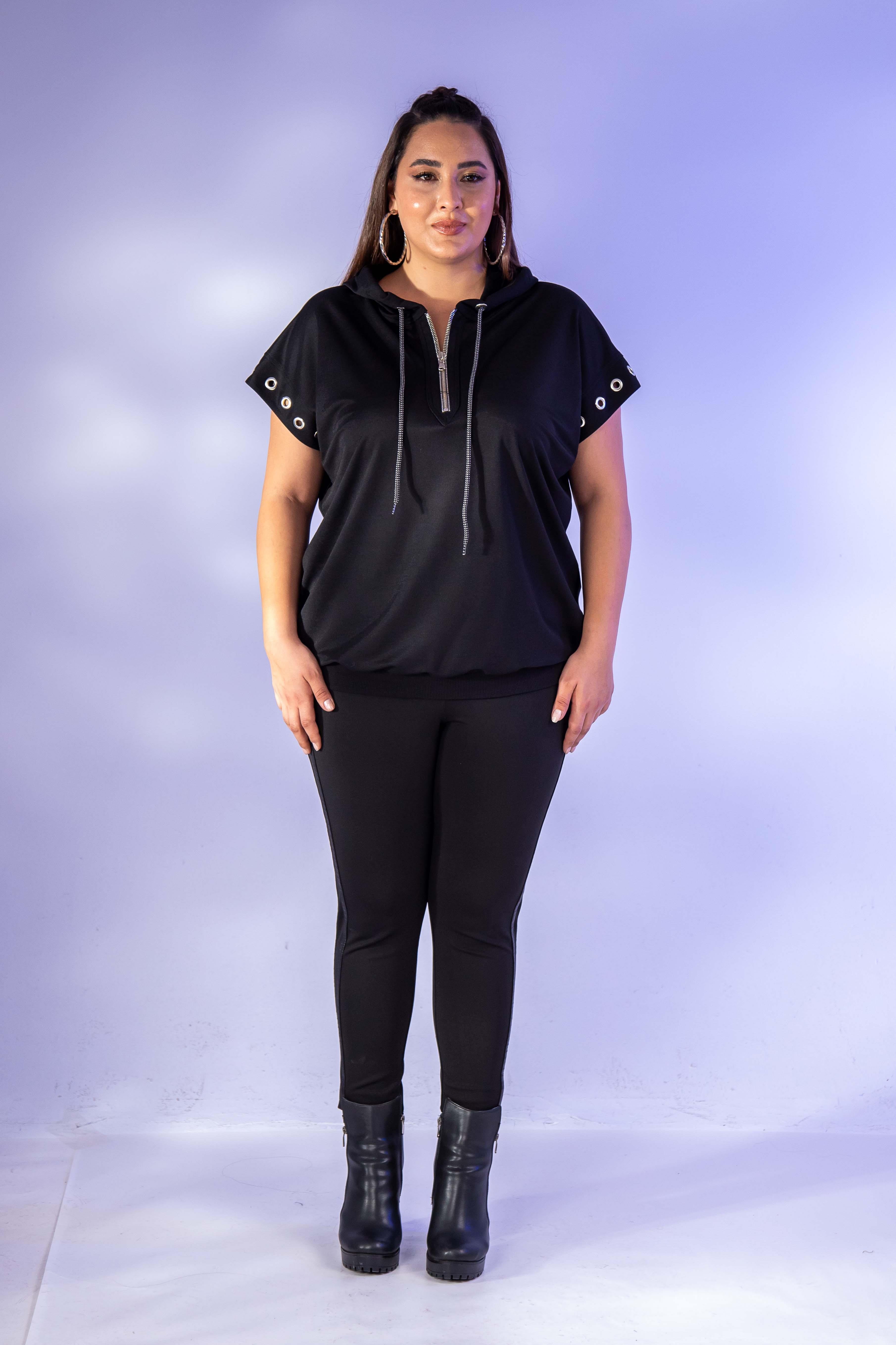 Büyük Beden 12224123 Kuş Gözlü Sweat Siyah