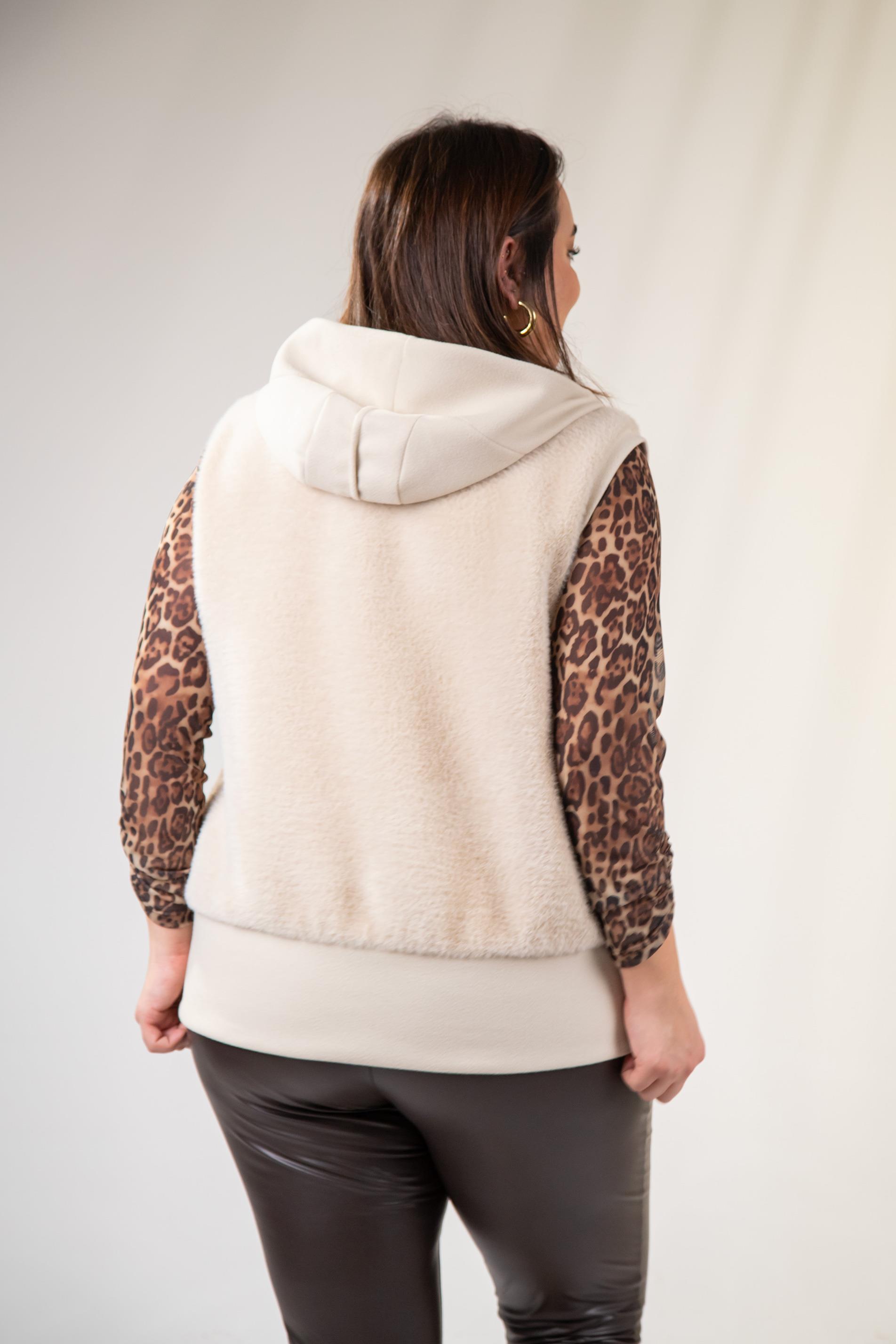 Büyük Beden 12224153 Kürklü Yelek  Bej