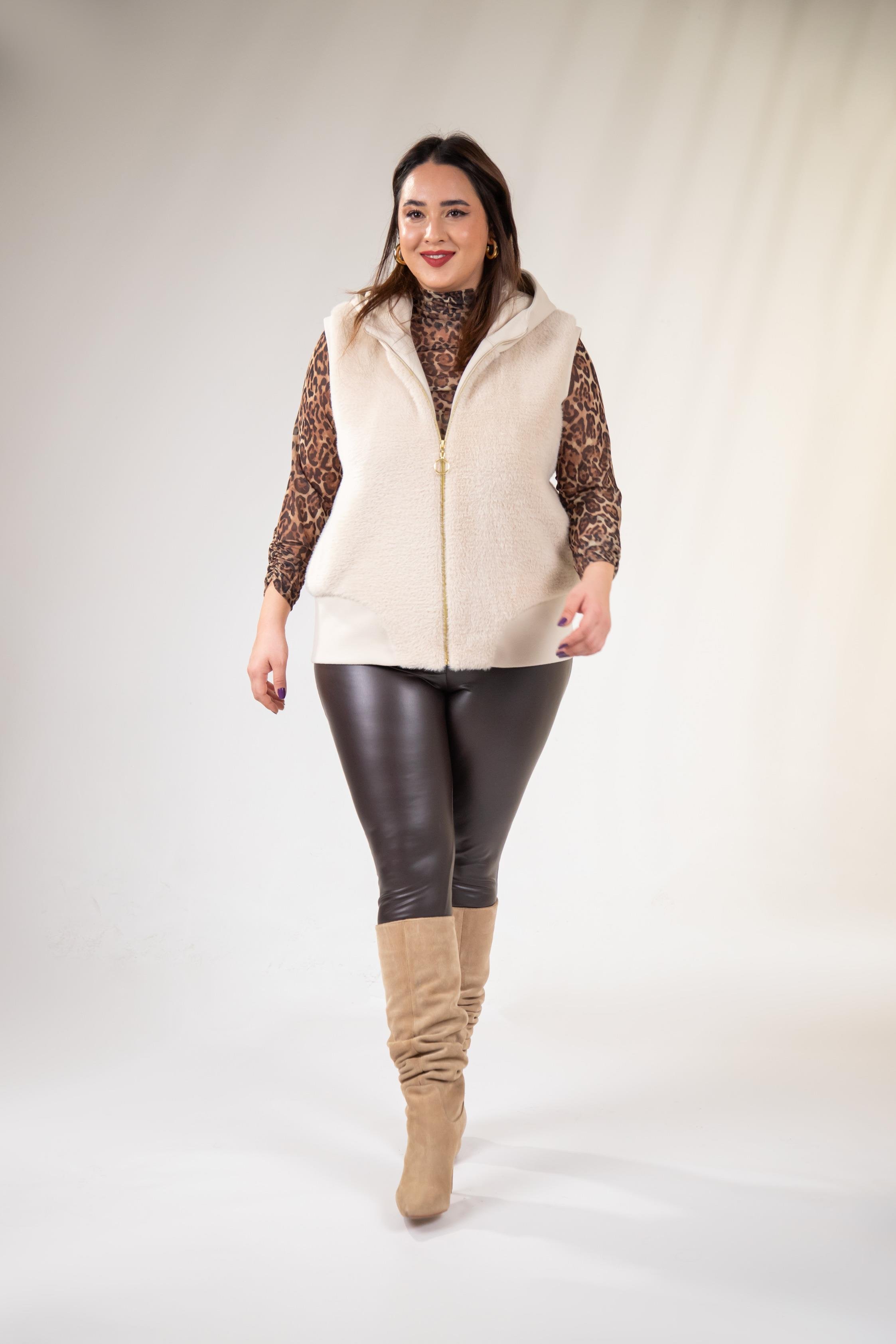 Büyük Beden 12224153 Kürklü Yelek  Bej