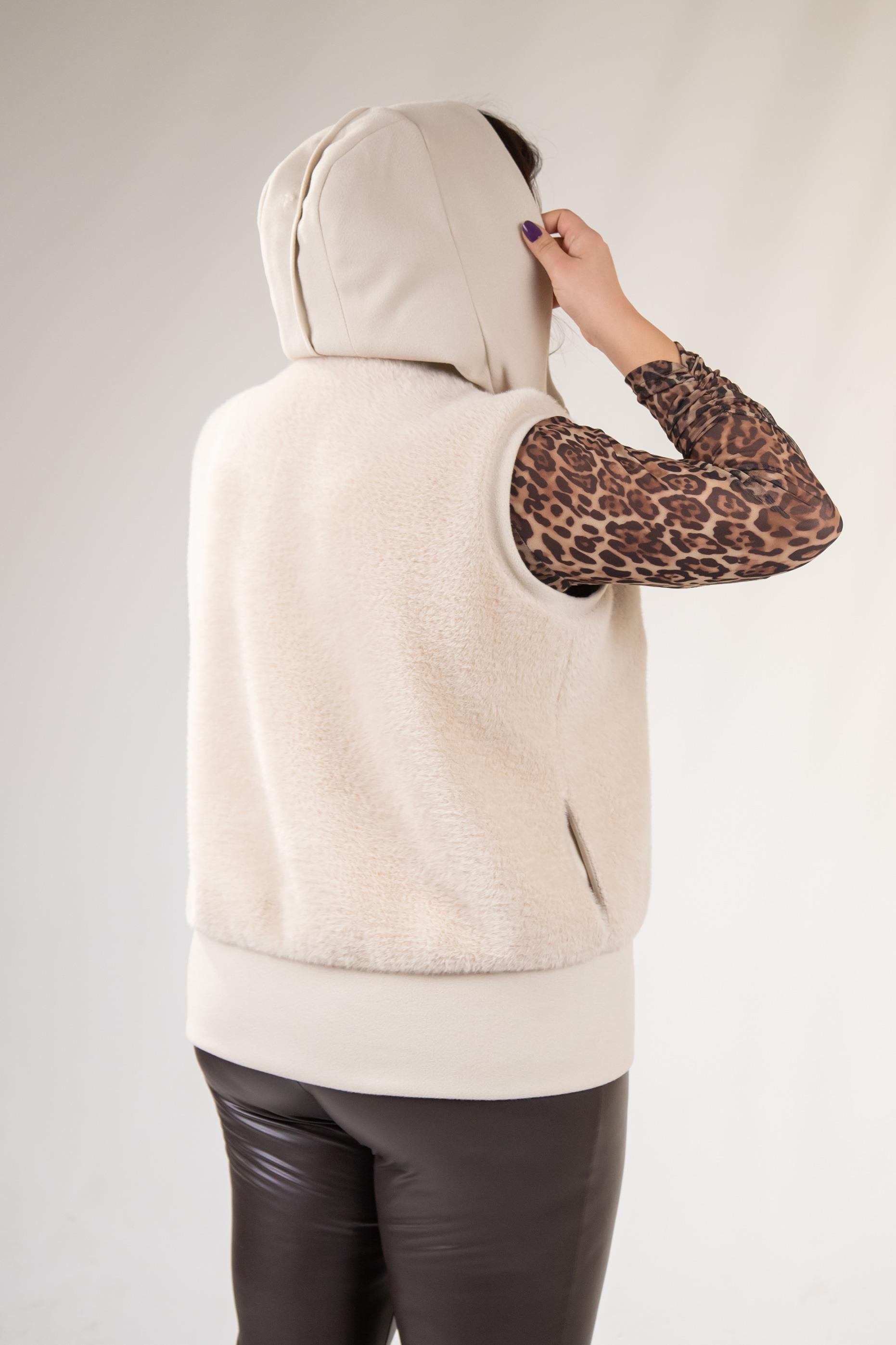 Büyük Beden 12224153 Kürklü Yelek  Bej