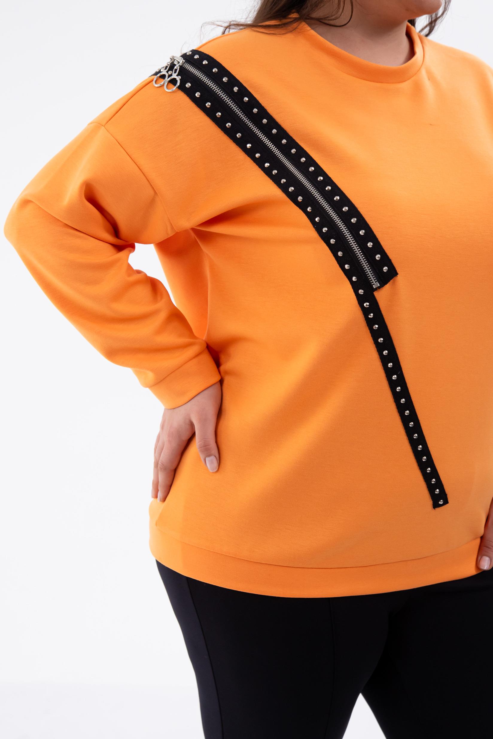 Büyük Beden 1222421 Fermuarlı Şertili Sweat  Oranj