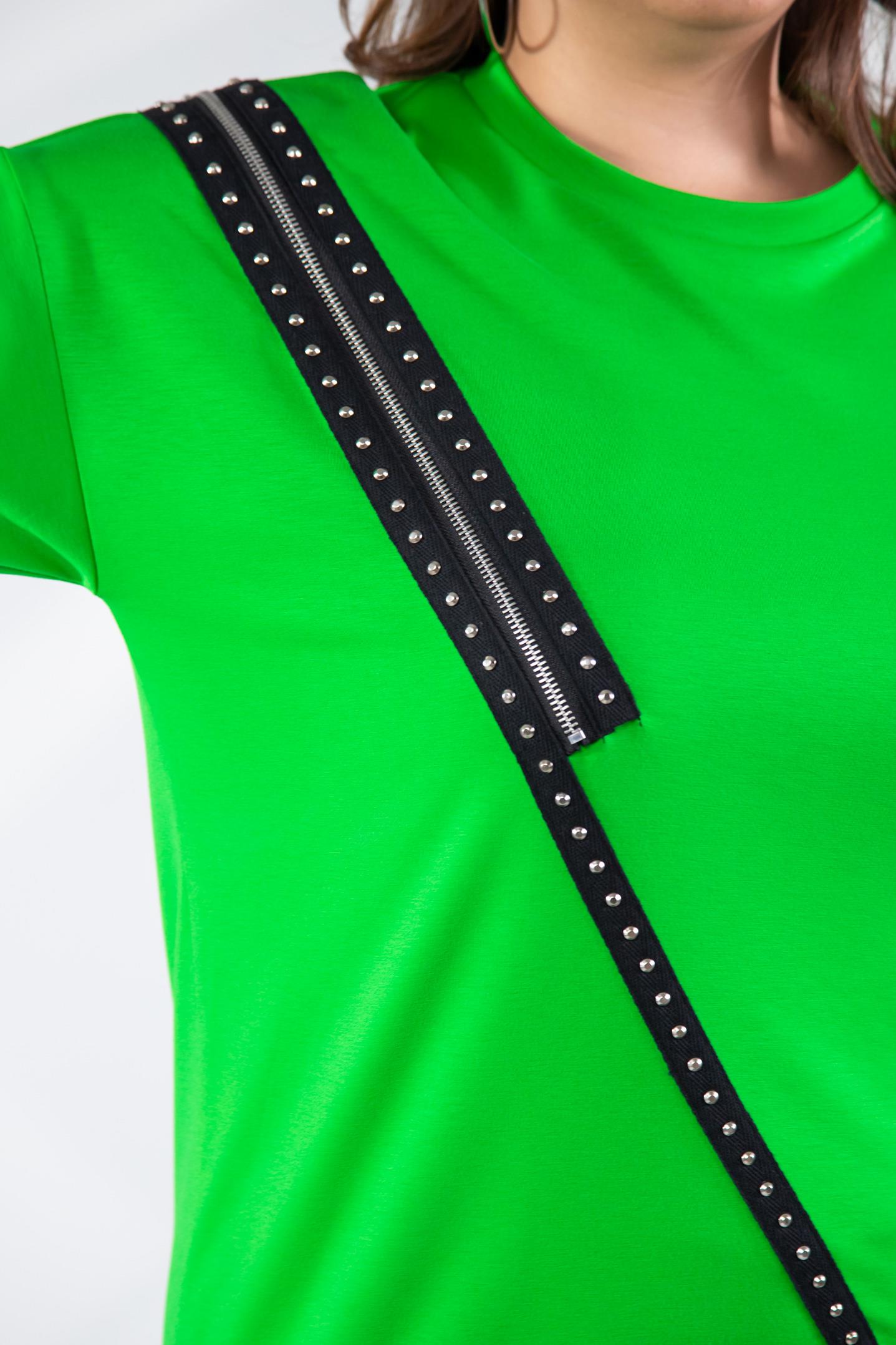 Büyük Beden 1222421 Fermuarlı Şertili Sweat  Yeşil