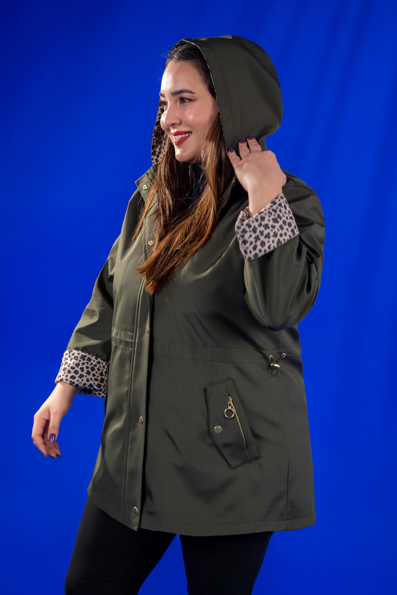 Büyük Beden 1222442 Leoparlı Thomas Yağmurluk Hakı