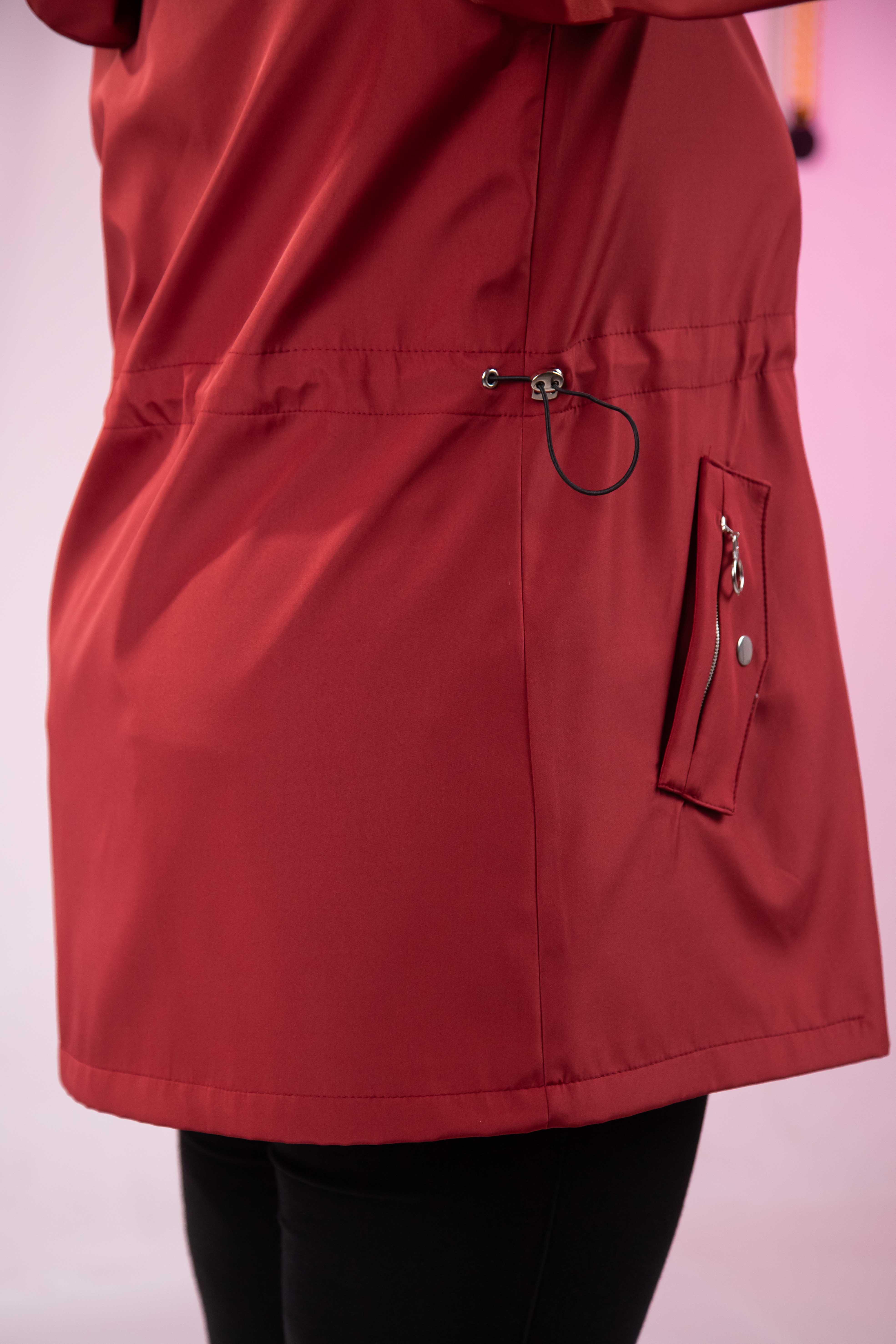 Büyük Beden 1222442 Leoparlı Thomas Yağmurluk Bordo