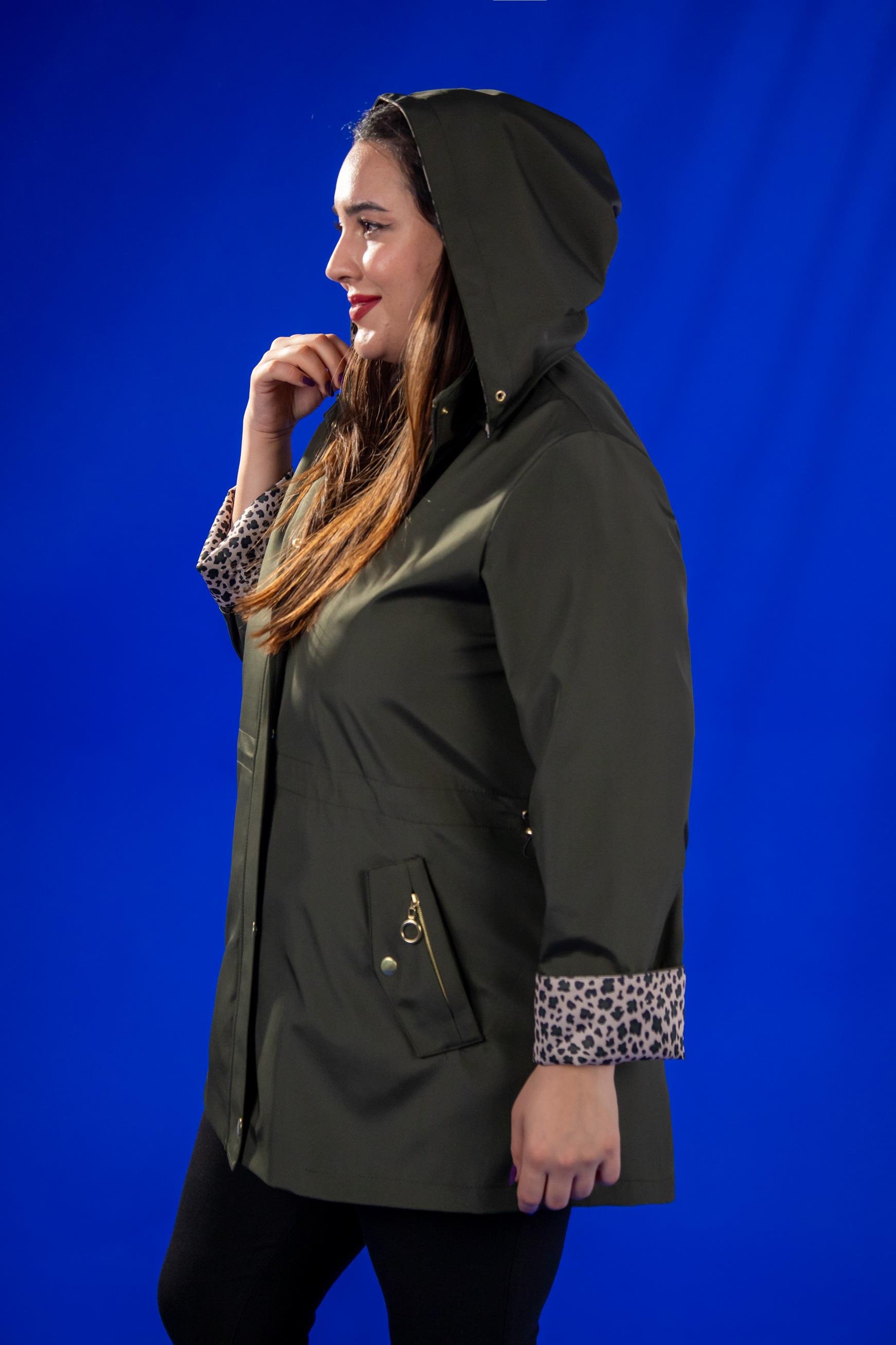 Büyük Beden 1222442 Leoparlı Thomas Yağmurluk Hakı