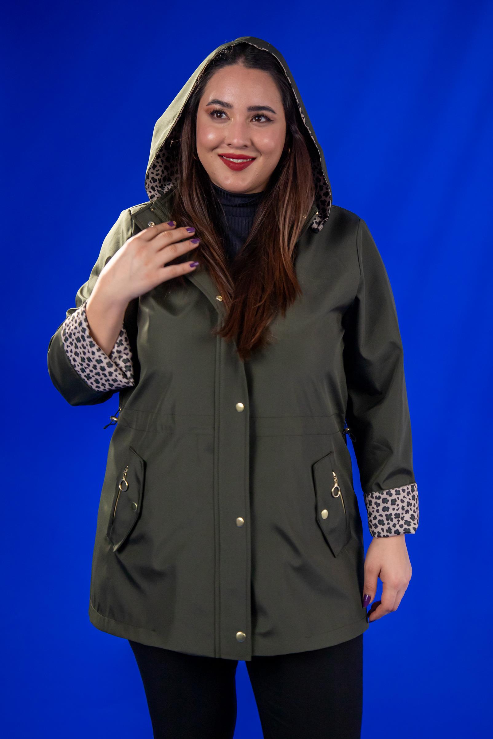 Büyük Beden 1222442 Leoparlı Thomas Yağmurluk Hakı