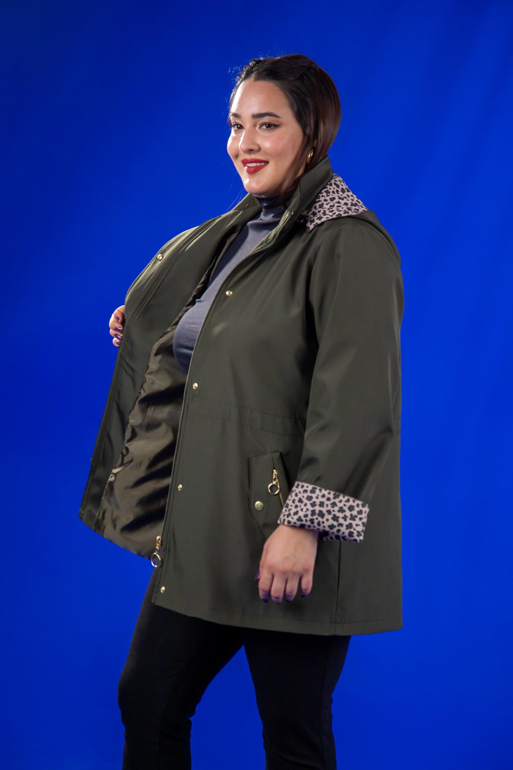 Büyük Beden 1222442 Leoparlı Thomas Yağmurluk Hakı