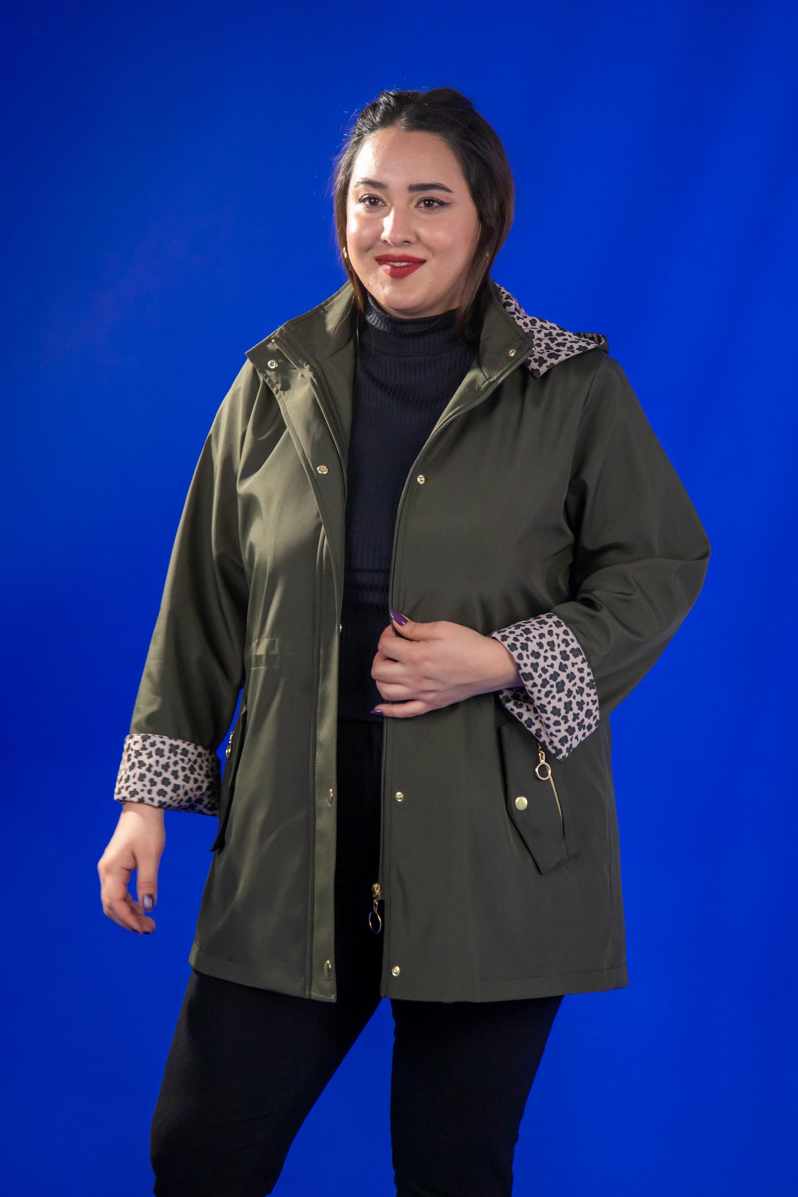 Büyük Beden 1222442 Leoparlı Thomas Yağmurluk Hakı