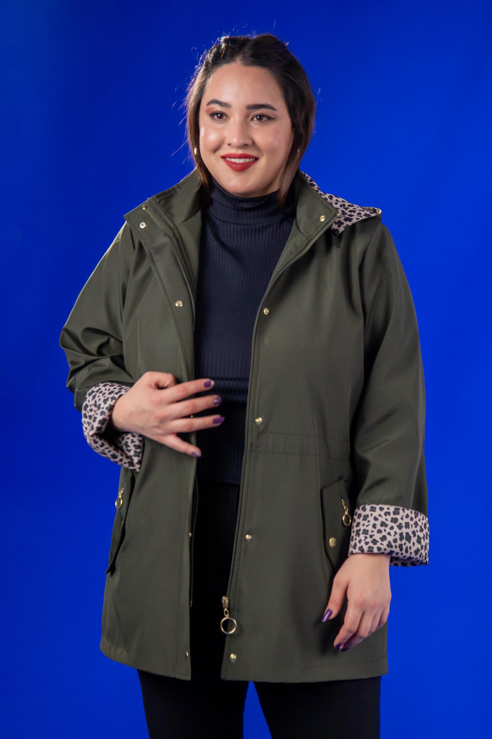 Büyük Beden 1222442 Leoparlı Thomas Yağmurluk Hakı