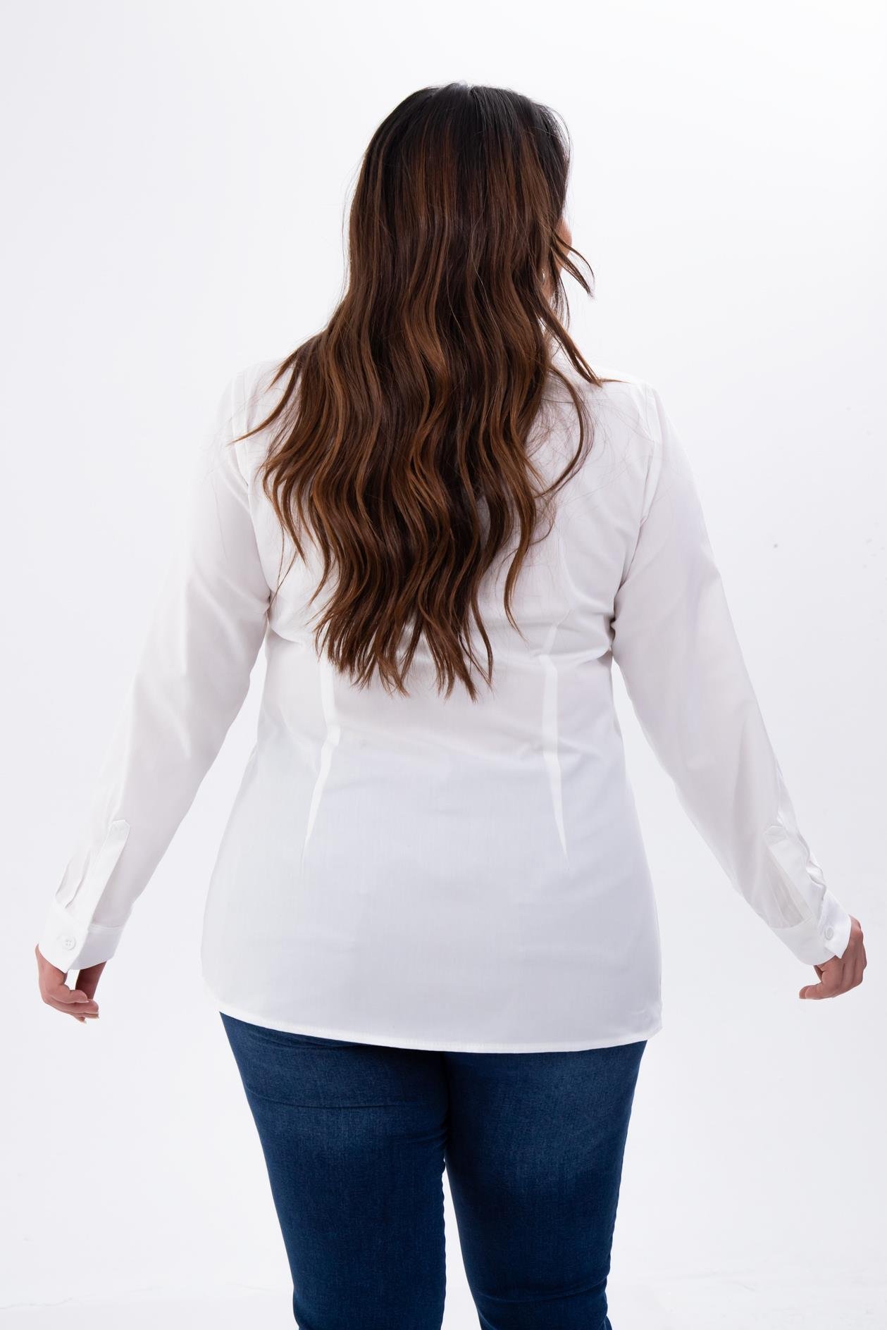 Büyük Beden 122252 Poplin Gömlek  Beyaz