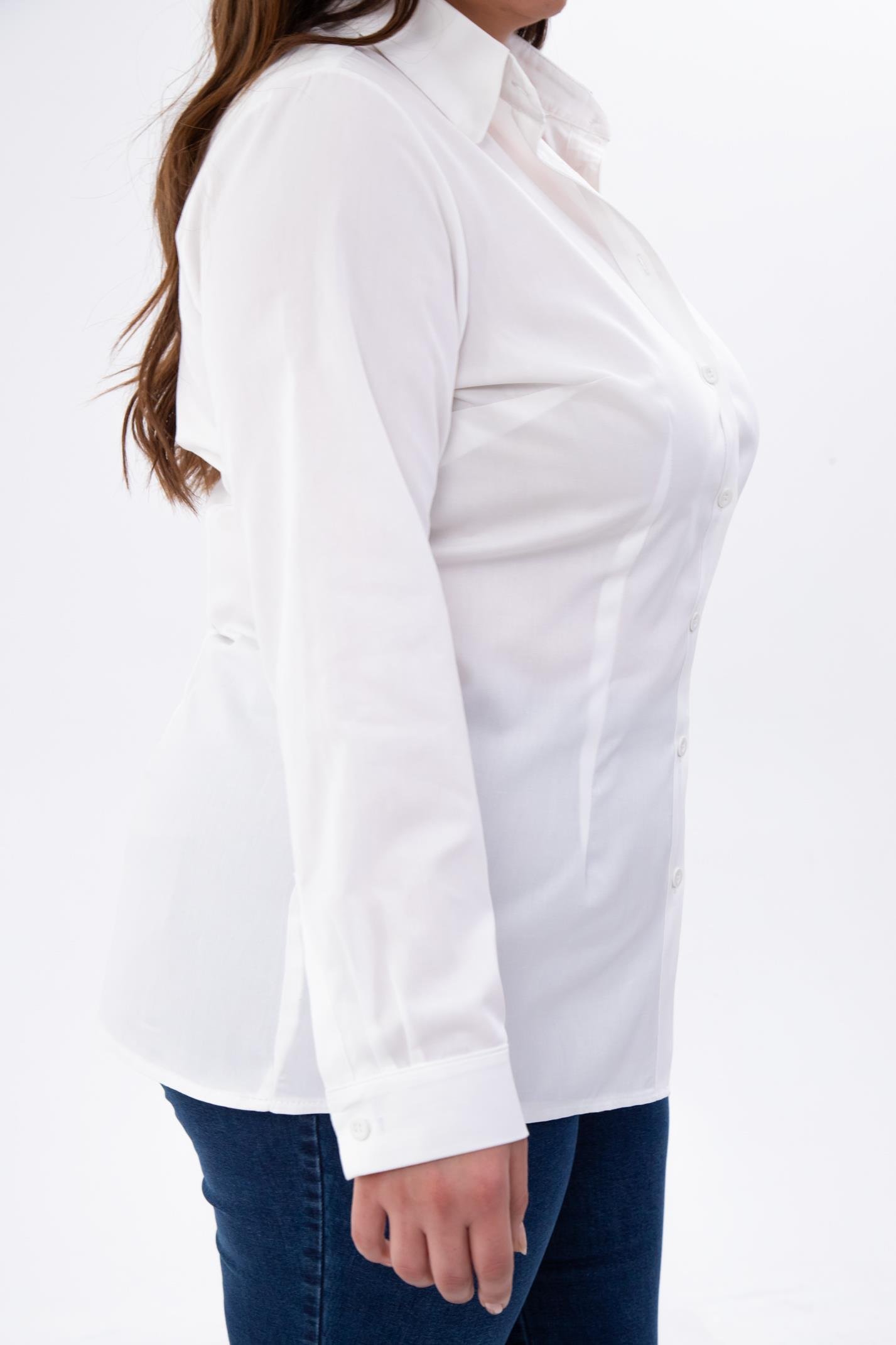 Büyük Beden 122252 Poplin Gömlek  Beyaz